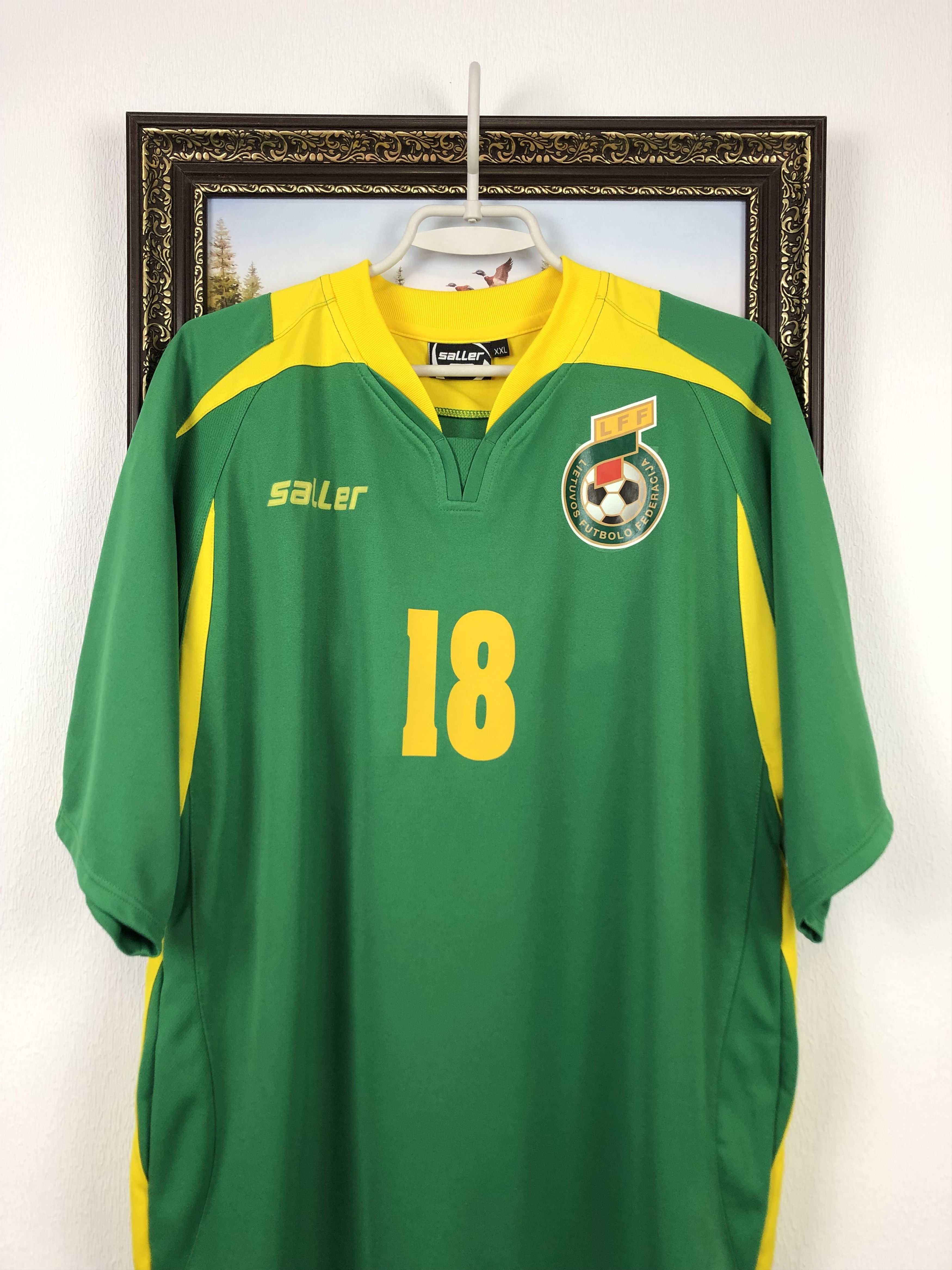 Vintage Lithuania football shirt 2007 #18 Player Issue Jersey Rare Size US XL / EU 56 / 4 - 2 Thumbnail