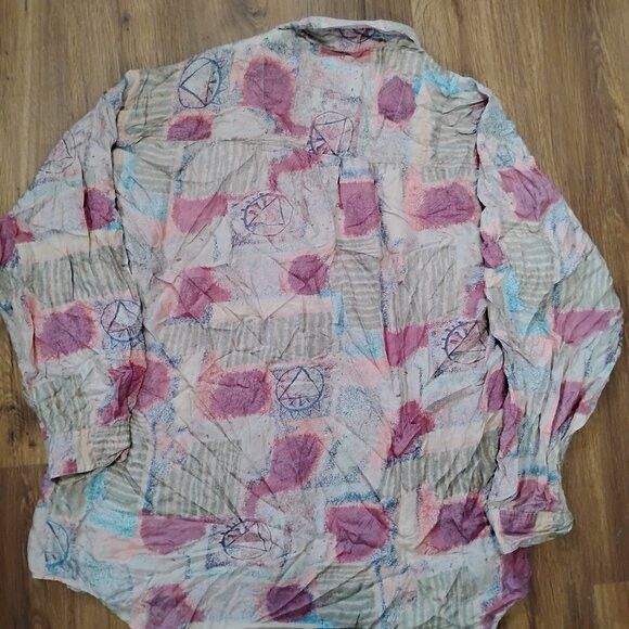 Other Vintage Protest Abstract Geometric Silk Button Shirt Size US L / EU 52-54 / 3 - 5 Thumbnail