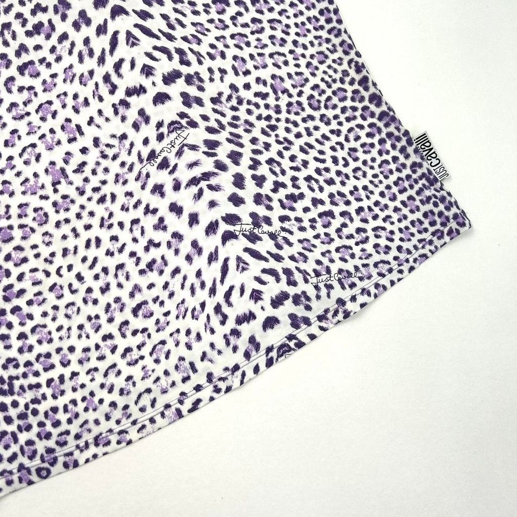 Just Cavalli y2k Cavalli white short sleeve top with purple leopard print Size M / US 6-8 / IT 42-44 - 8 Thumbnail