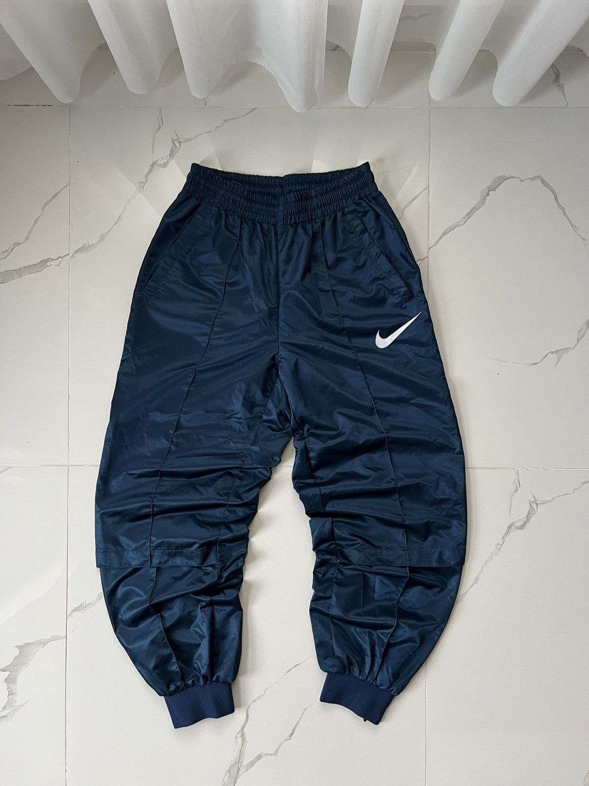 Nike 00's NIKE BIG DOUBLE SWOOSH LOGO BAGGY TRACK Y2K PANTS Size US 32 / EU 48 - 1 Thumbnail