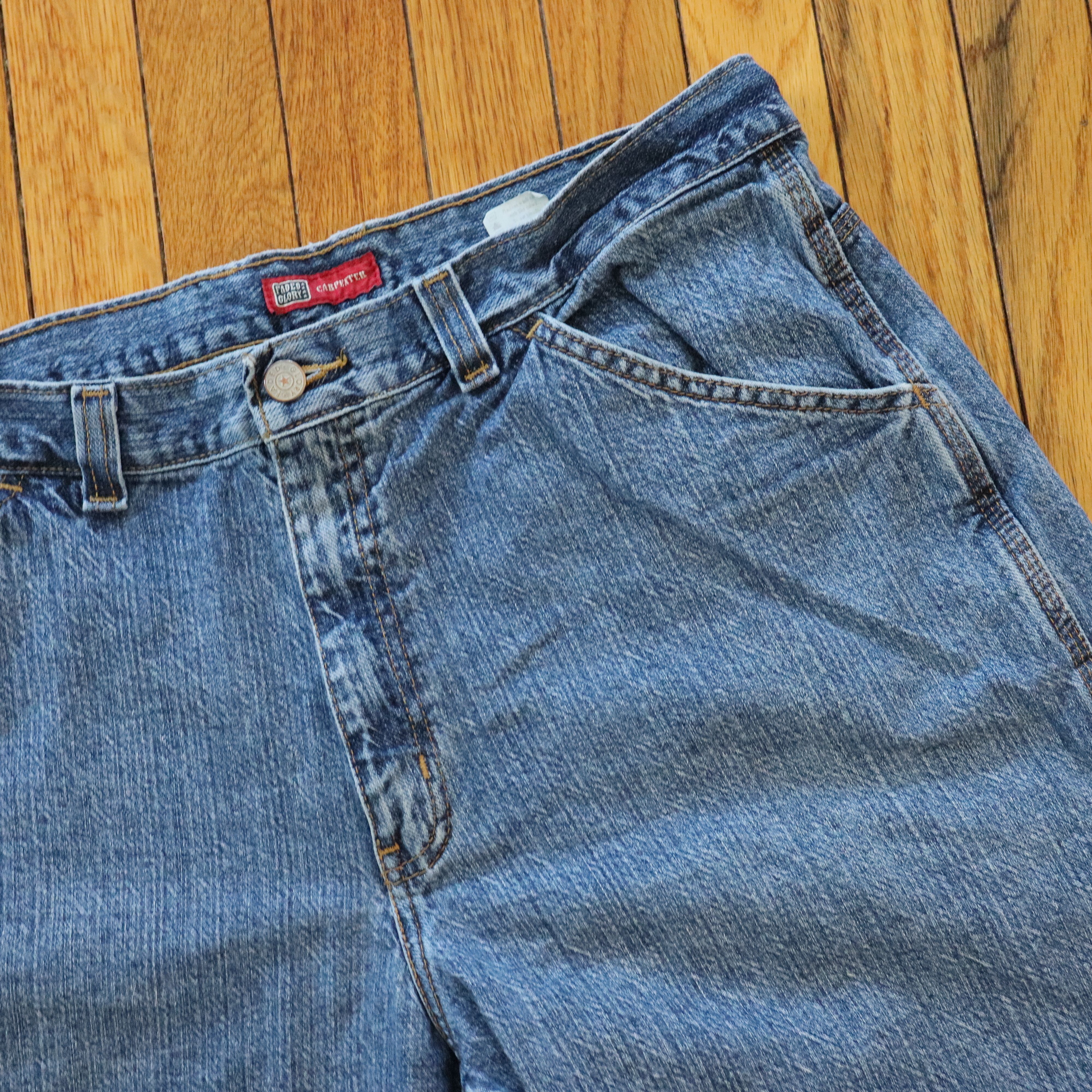 Carhartt × Dickies × Wrangler Vintage 90s Baggy Skater Carpenter Denim Shorts Jorts 36 Size US 36 / EU 52 - 3 Thumbnail
