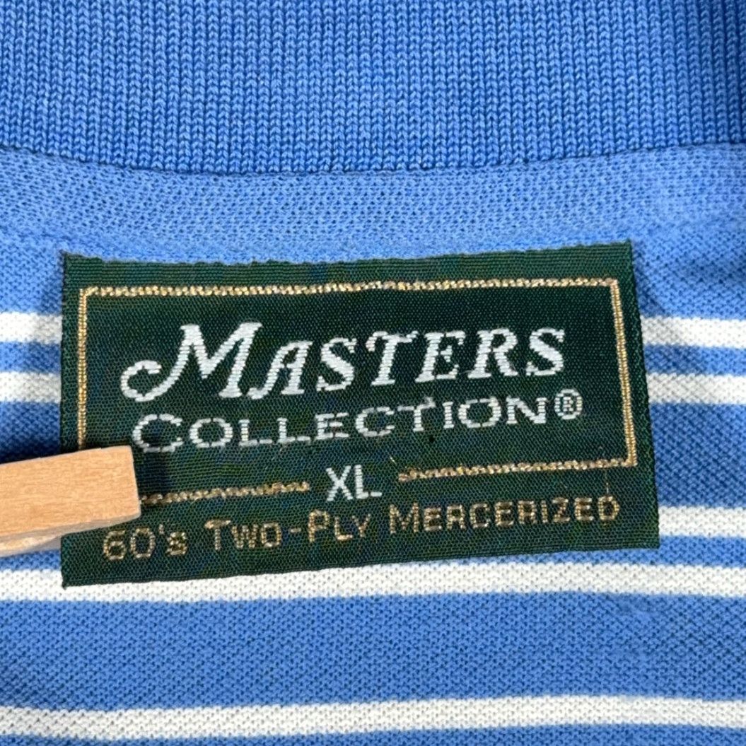 Vintage VINTAGE Masters Polo Shirt Adult XL Blue Striped Golf Shirt Size US XL / EU 56 / 4 - 5 Thumbnail