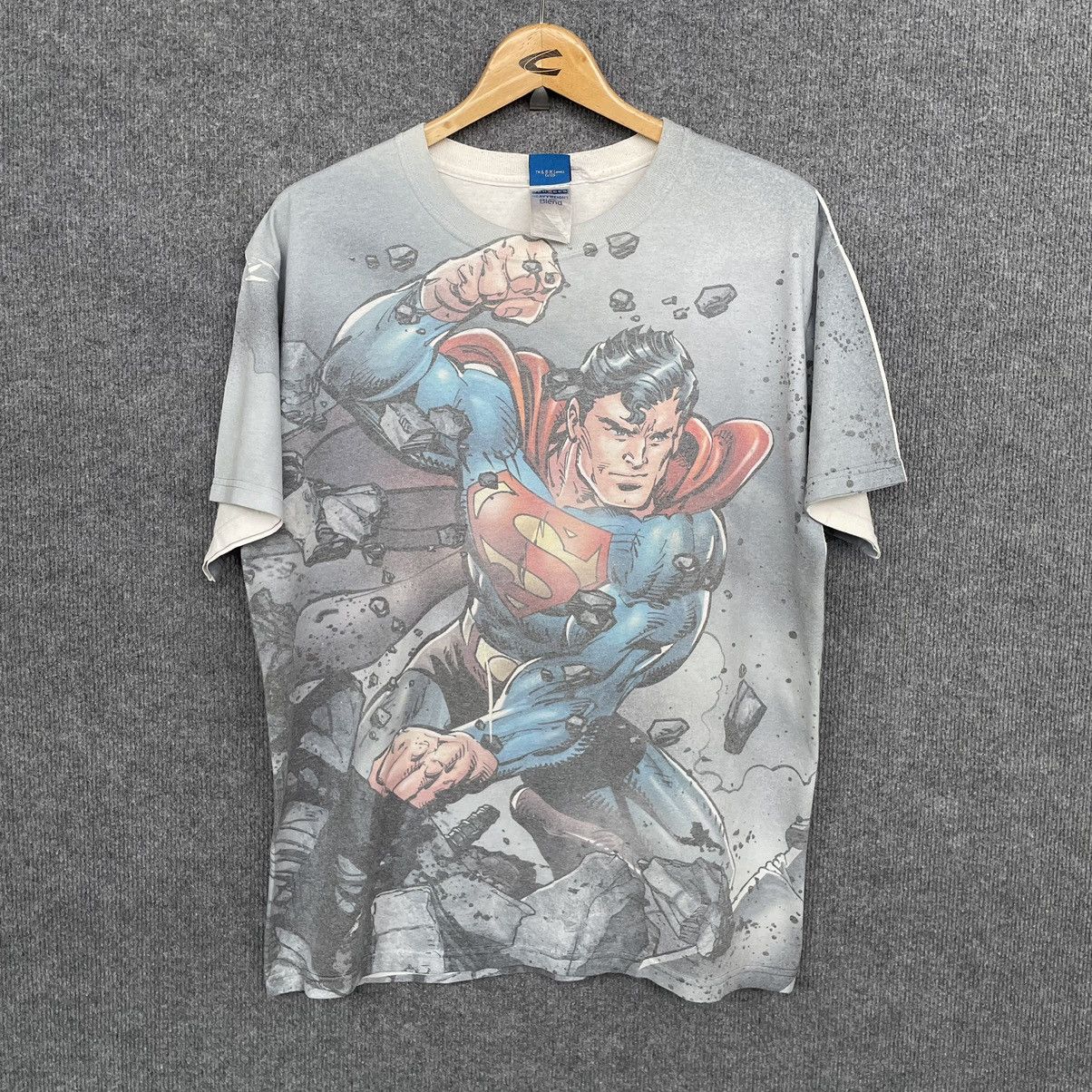DC Comics × Vintage Vintage 2000s Superman Overprint T Shirt Size US L / EU 52-54 / 3 - 1 Thumbnail