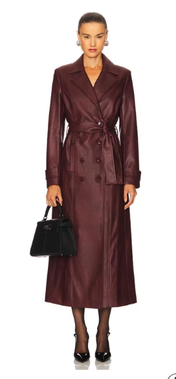 Bardo NWT Bardot Faux Leather Trench Coat Revolve Burgundy Size S / US 4 / IT 40 - 1 Thumbnail