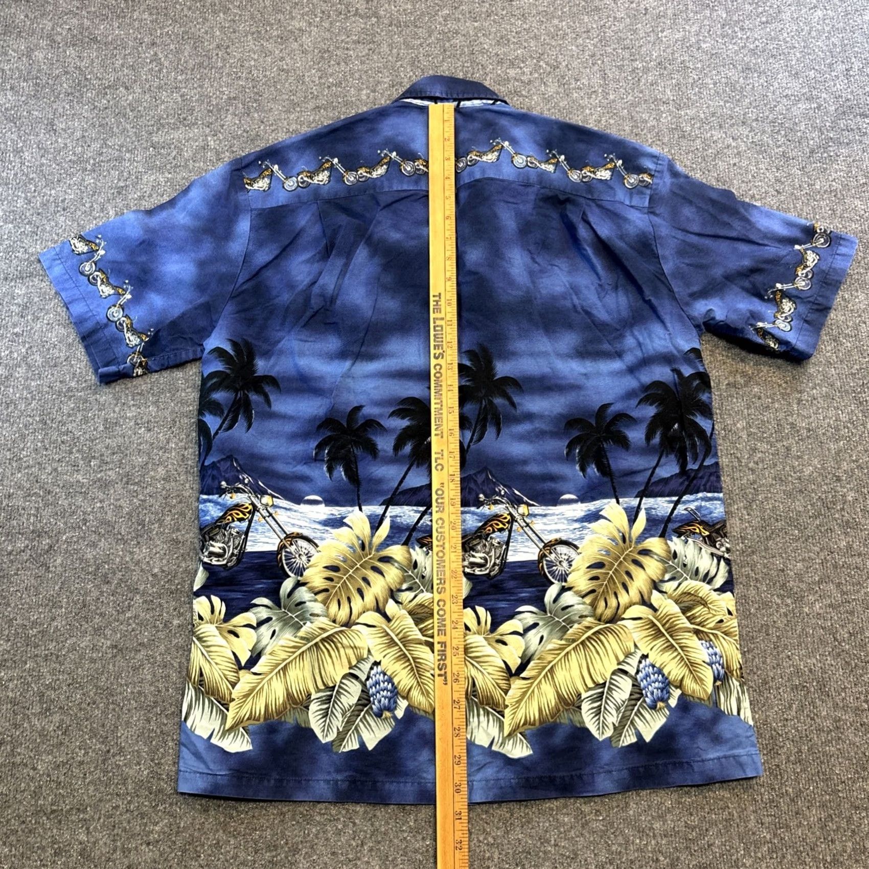 Vintage VINTAGE Legend Hawaiian Shirt Men’s Large Blue Floral Motorcycle Aloha Shirt Short Sleeve Button-Up Casual Beach Tropical adm Size US L / EU 52-54 / 3 - 8 Thumbnail