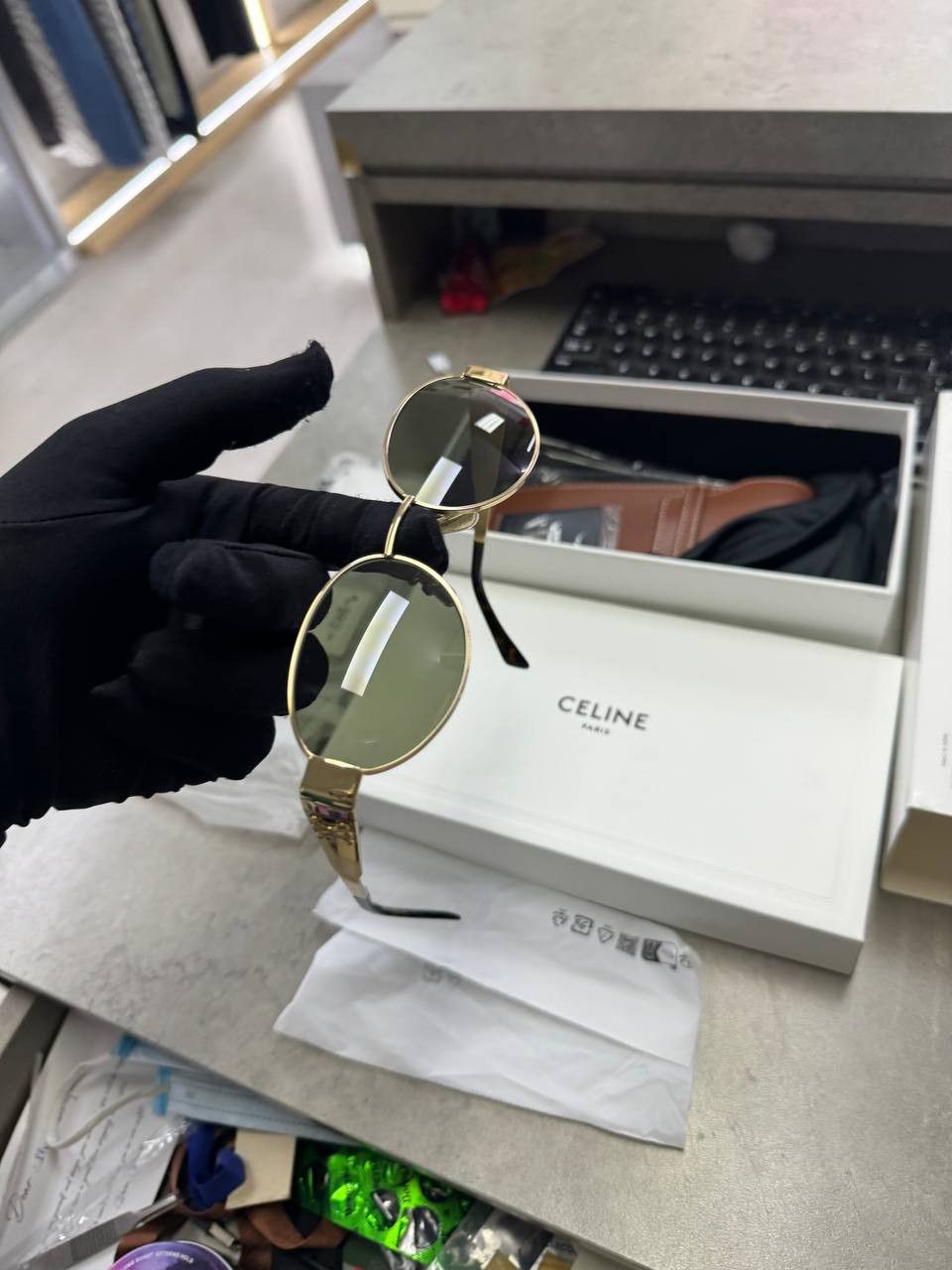 Celine CELINE Triomphe Metal 01 Sunglasses In Metal GOLD Size ONE SIZE - 9 Thumbnail