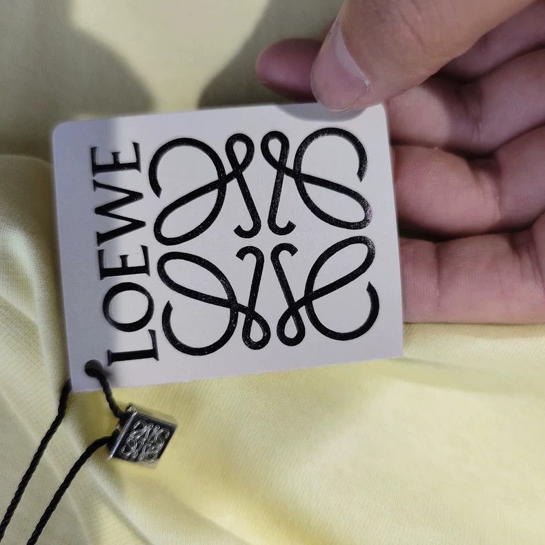 Loewe LOEWE Light yellow round collar embroidered logo short sle Size S / US 4 / IT 40 - 5 Thumbnail