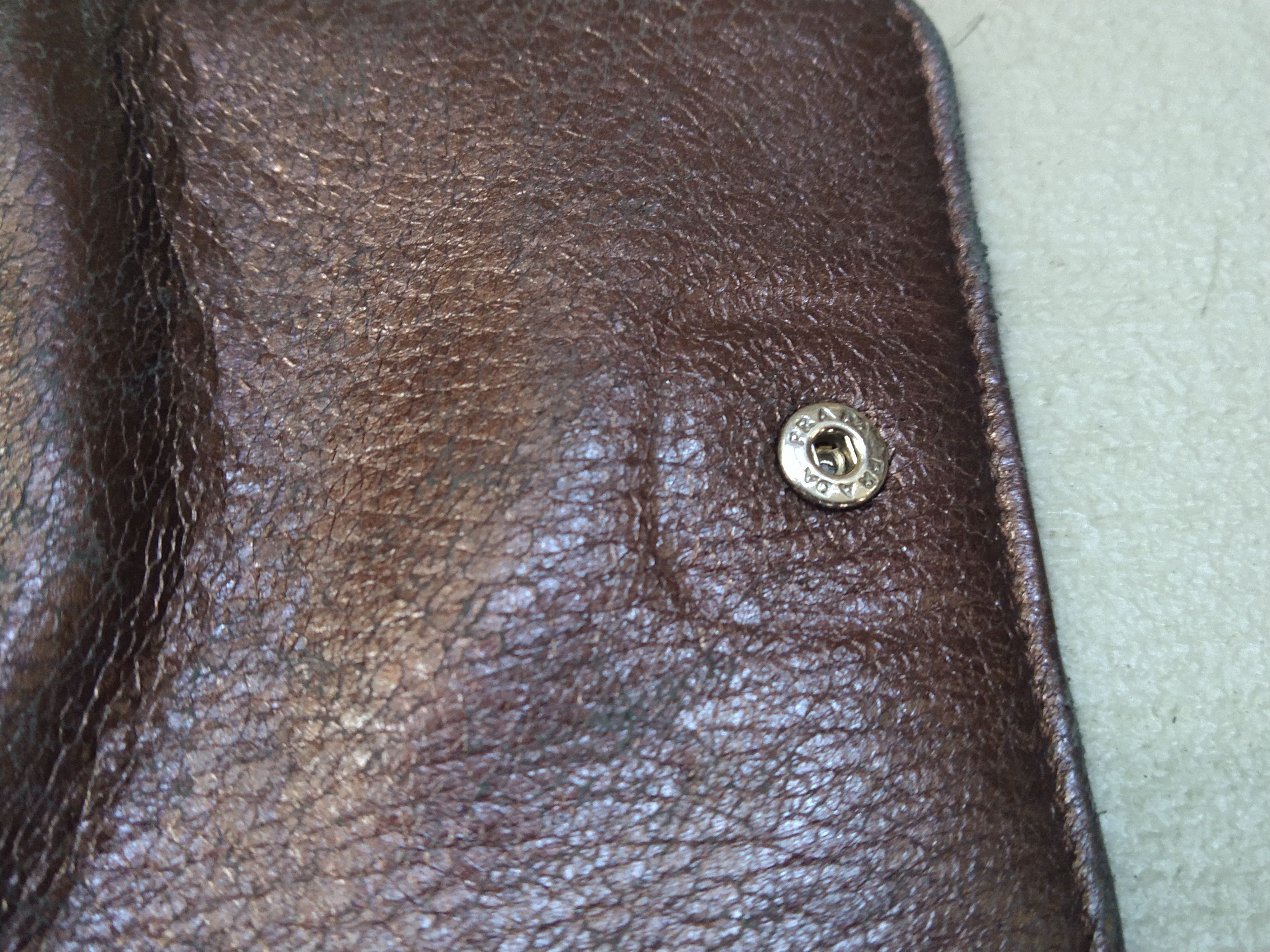 Prada × Vintage Prada Wallet Metallic Brown Leather Zip Bifold Y2K Size ONE SIZE - 10 Thumbnail