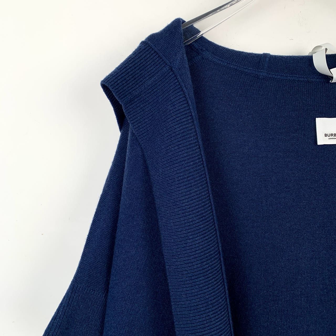 Burberry Burberry Navy Hooded Wool-Cashmere Poncho (One Size) Size ONE SIZE - 7 Thumbnail