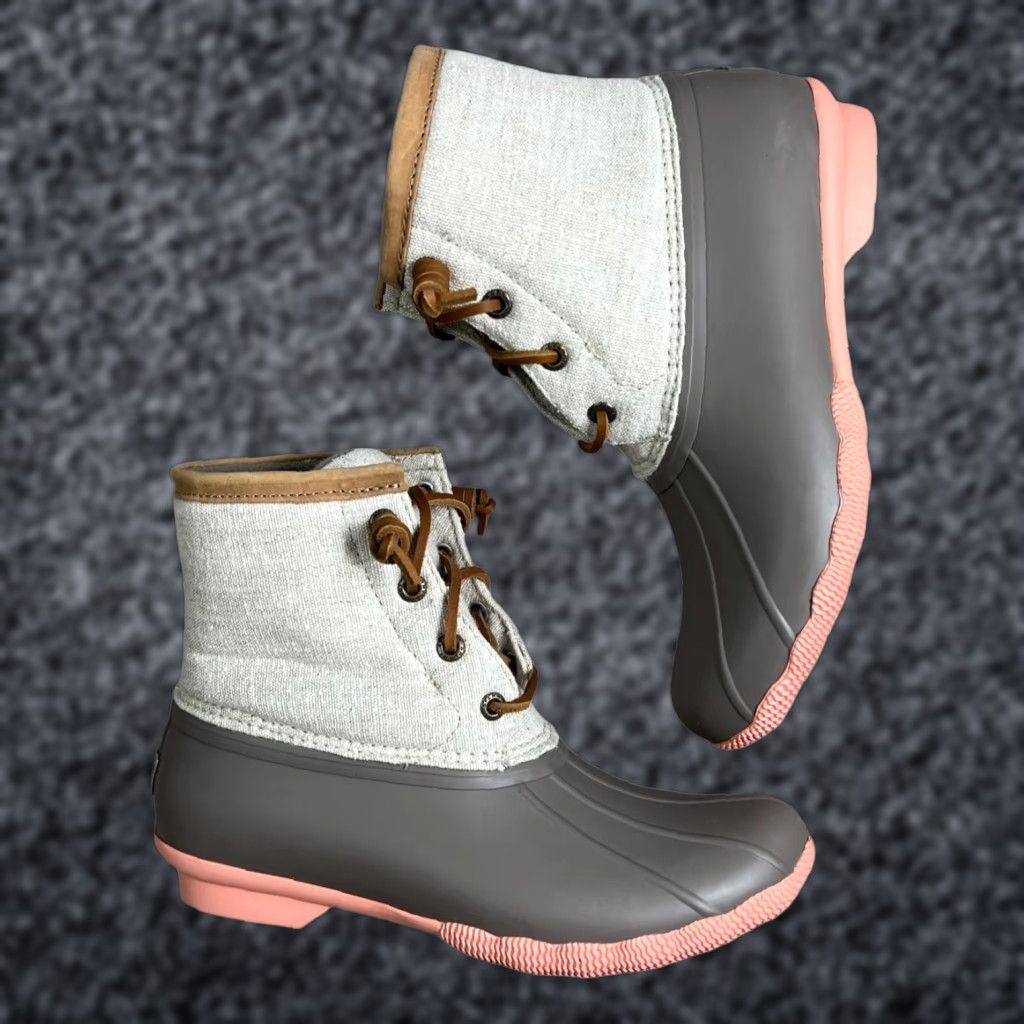 Sperry Saltwater Waterproof Duck Boots Women's Taupe Rain Snow