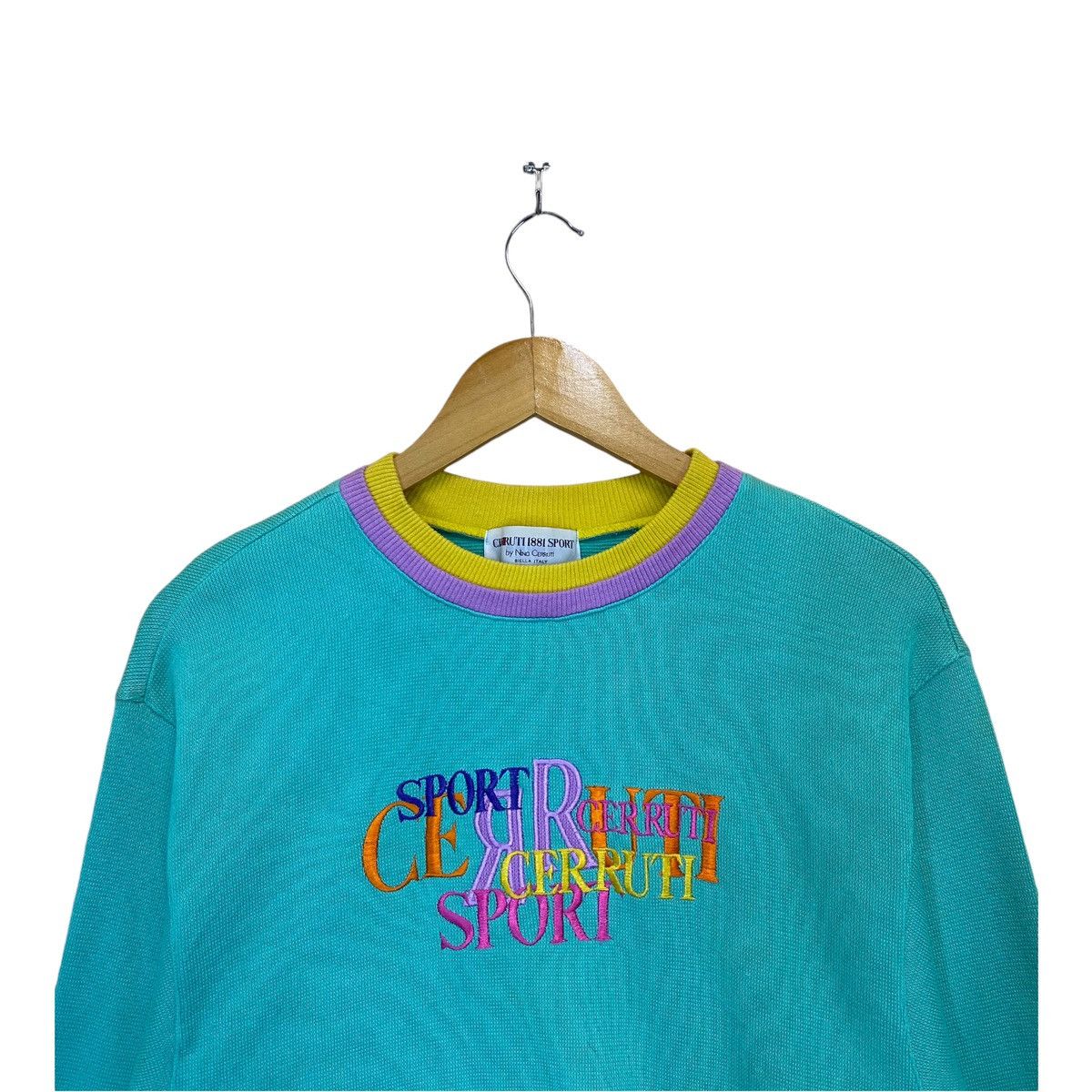 Cerruti 1881 × Vintage Cerruti 1881 Big Logo Multicolour Crewneck Sweatshirt Size S Size US S / EU 44-46 / 1 - 4 Thumbnail