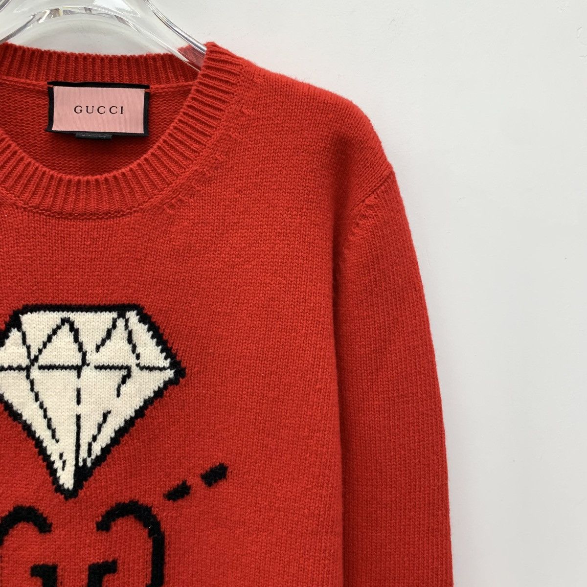 Gucci Gucci Red Diamond Embellished Monogrammed Wool Sweater Size L / US 10 / IT 46 - 3 Thumbnail