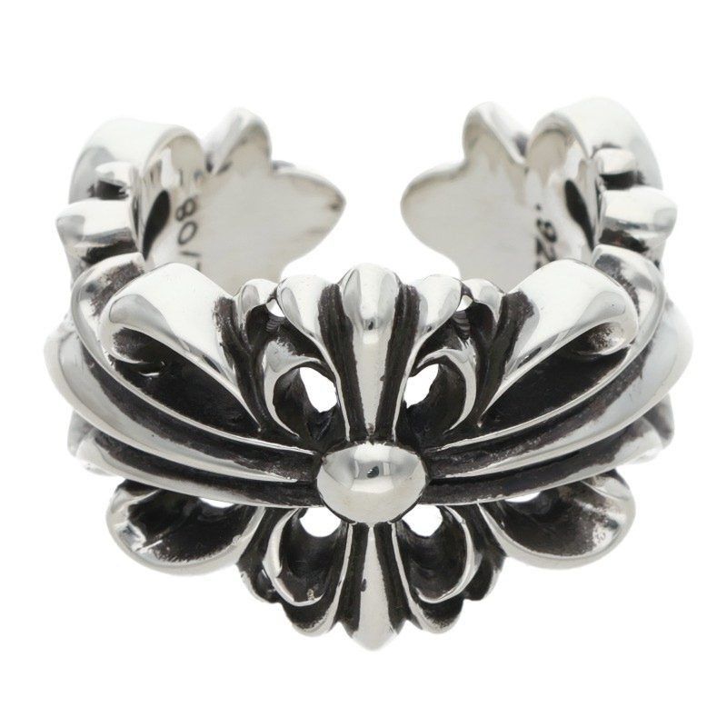 Chrome Hearts Chrome Hearts Double Floral Cross Silver Ring Size ONE SIZE - 1 Thumbnail
