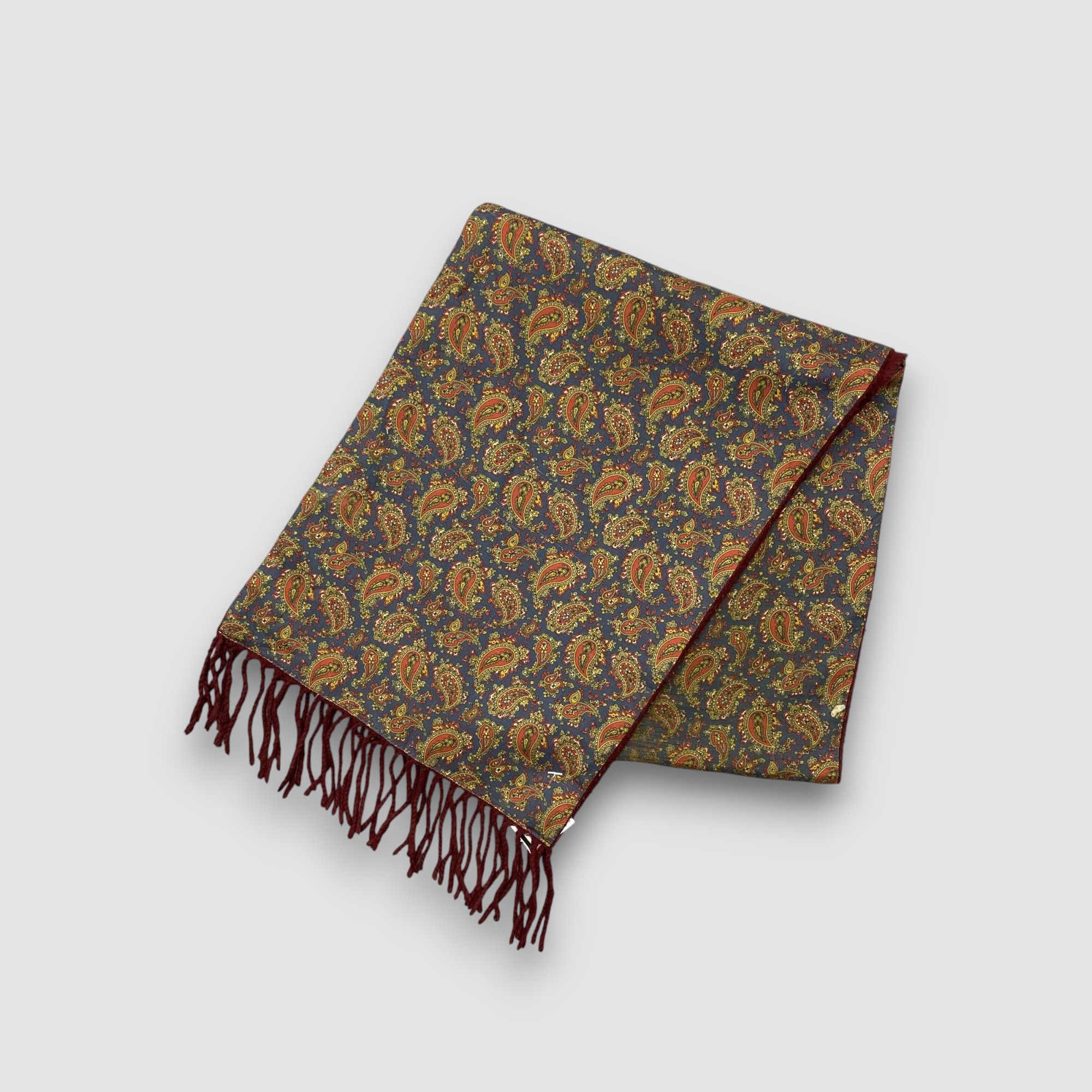 Japanese Brand Vintage Silk Winter Fringe Scarf Muffler Wool Scarves Size ONE SIZE - 4 Thumbnail