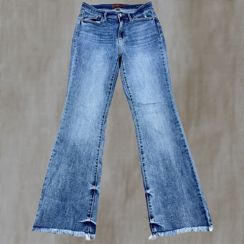 Vintage Judy Blue Jeans Women Bootcut 28 Blue Denim Distressed Stretch 5-Pocket Pocketed Regular Mid Rise Size 28" / US 6 / IT 42 - 1 Thumbnail