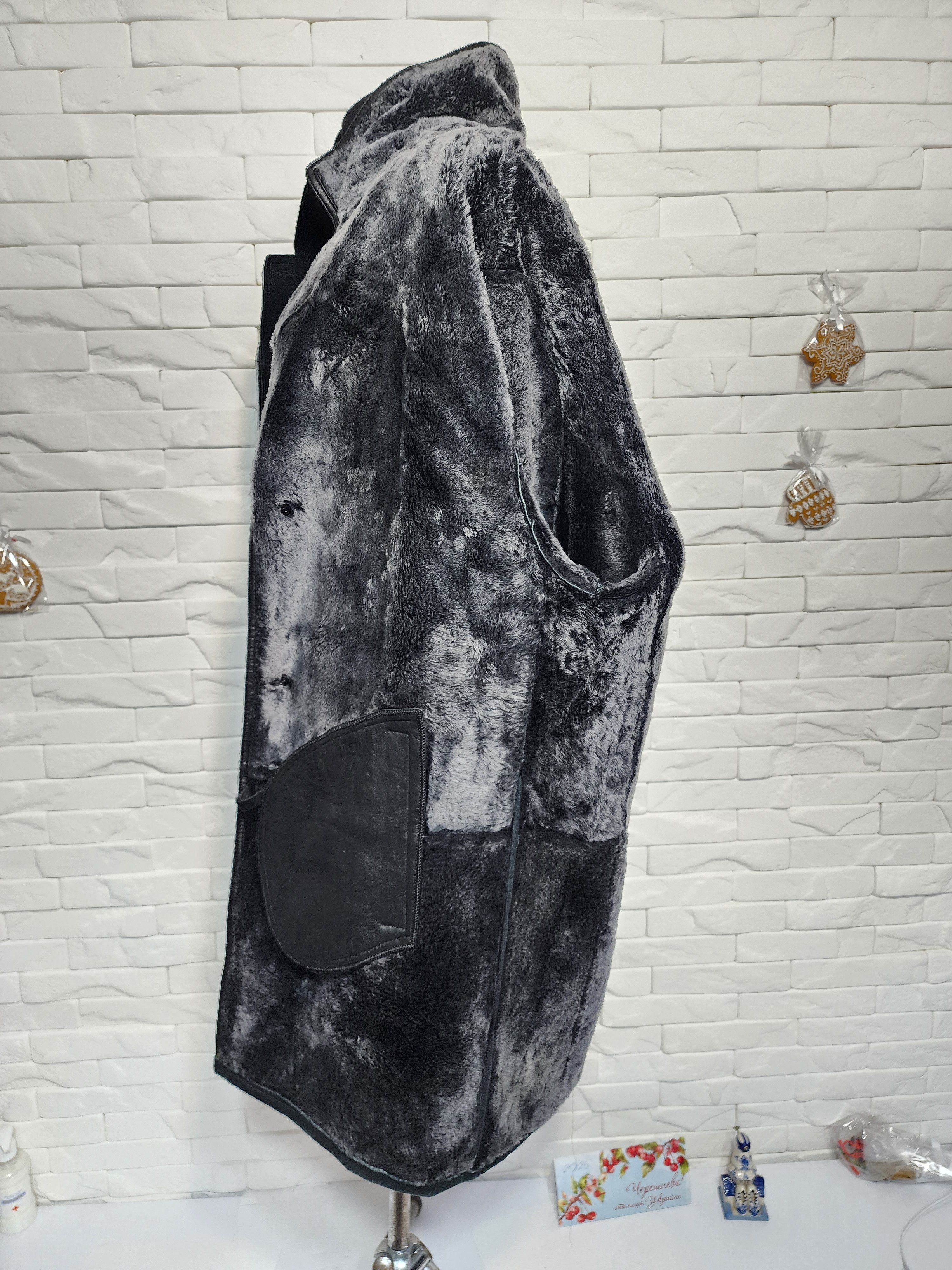 Furla Men's Black Sheepskin Coat: Button-Up Genuine Fur Size US XXL / EU 58 / 5 - 9 Thumbnail