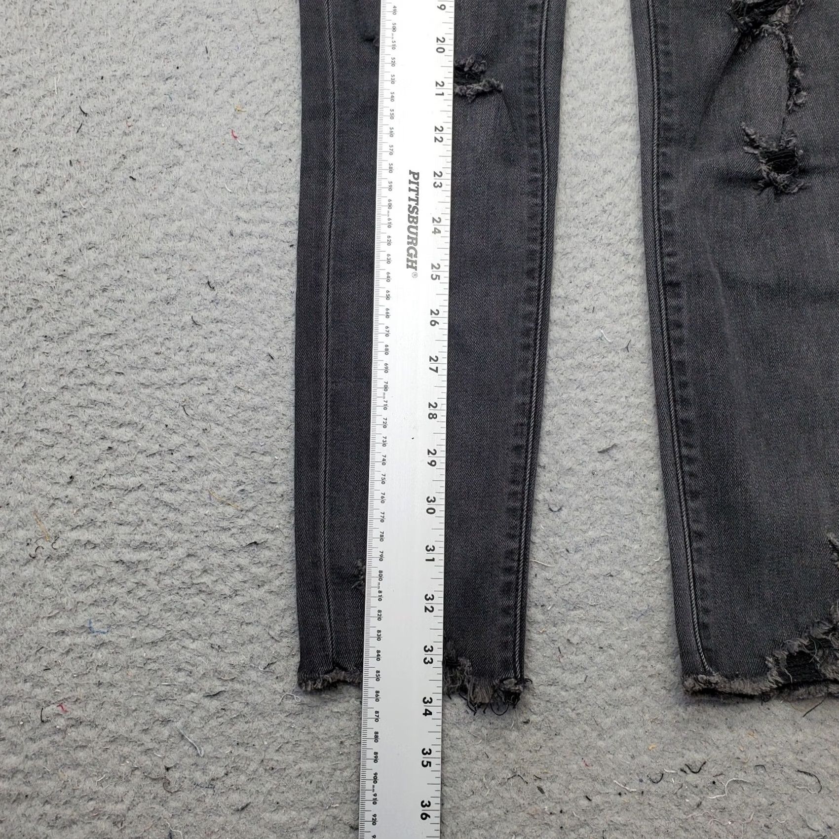 Vintage Flying Monkey Jeans Womens 24 Gray Denim Distressed Comfort Skinny Leg Raw Hem Jeans Size 42" / US 20 - 3 Thumbnail