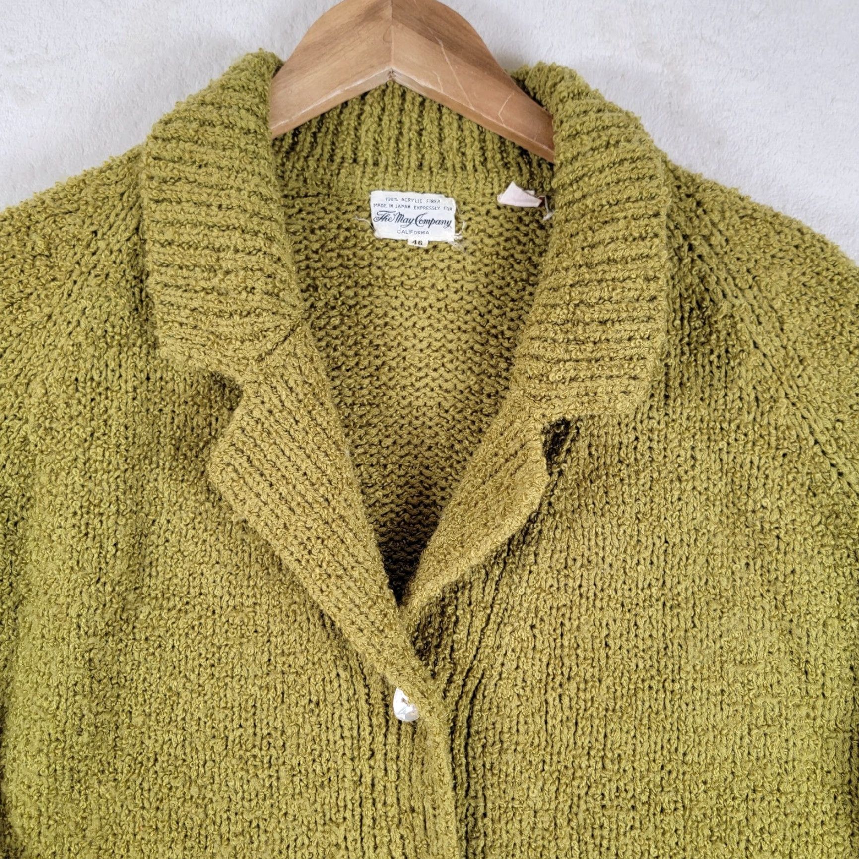 Vintage VINTAGE The May Company Cardigan Women’s Sweater L Green Heather Designers Originals Long Sleeve V-Neck Knit Heavy Knit Winter Fall Spring Womens Size L / US 10 / IT 46 - 2 Thumbnail