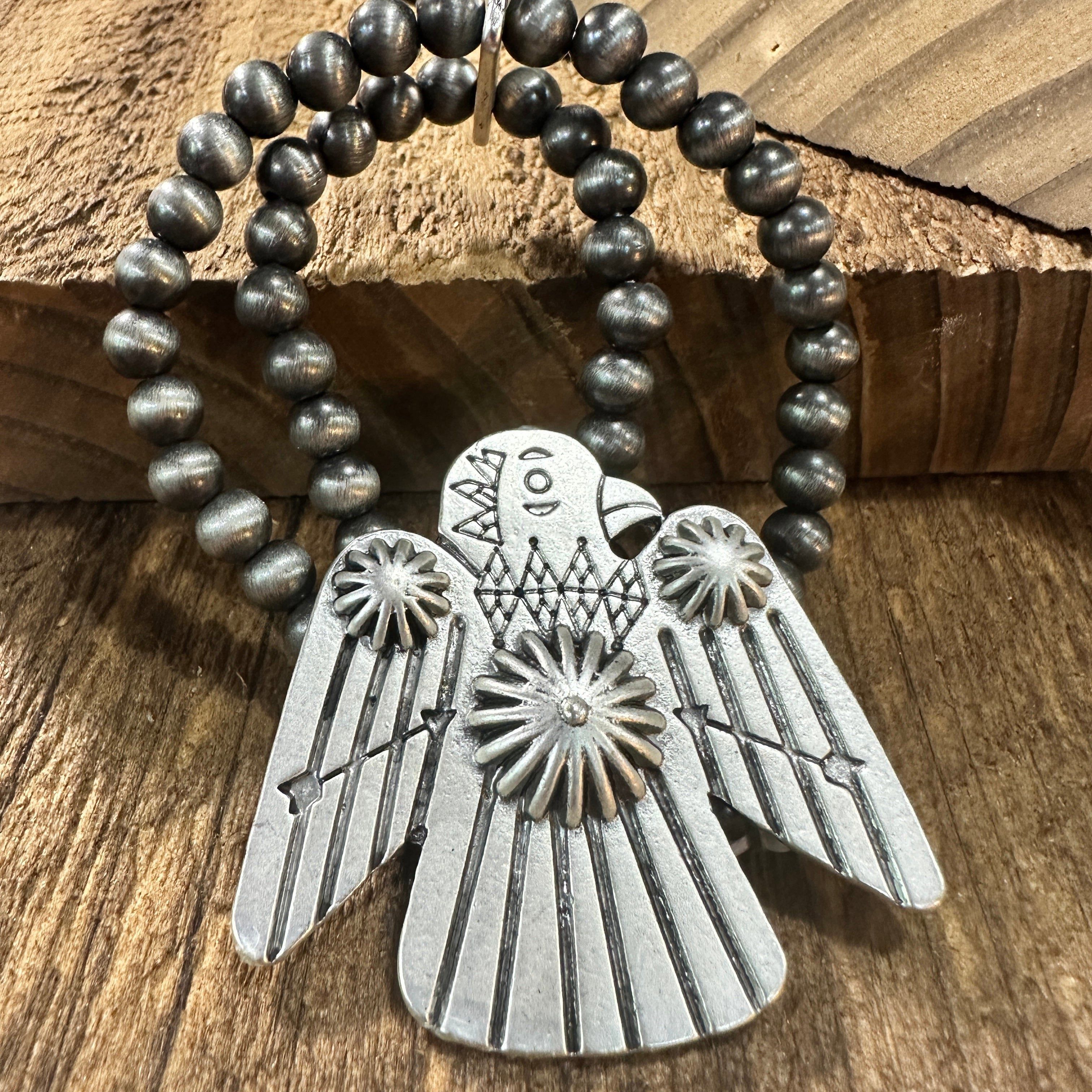 Other Navajo Thunderbird Beaded Stretch Bracelet, Native American Size ONE SIZE - 4 Thumbnail