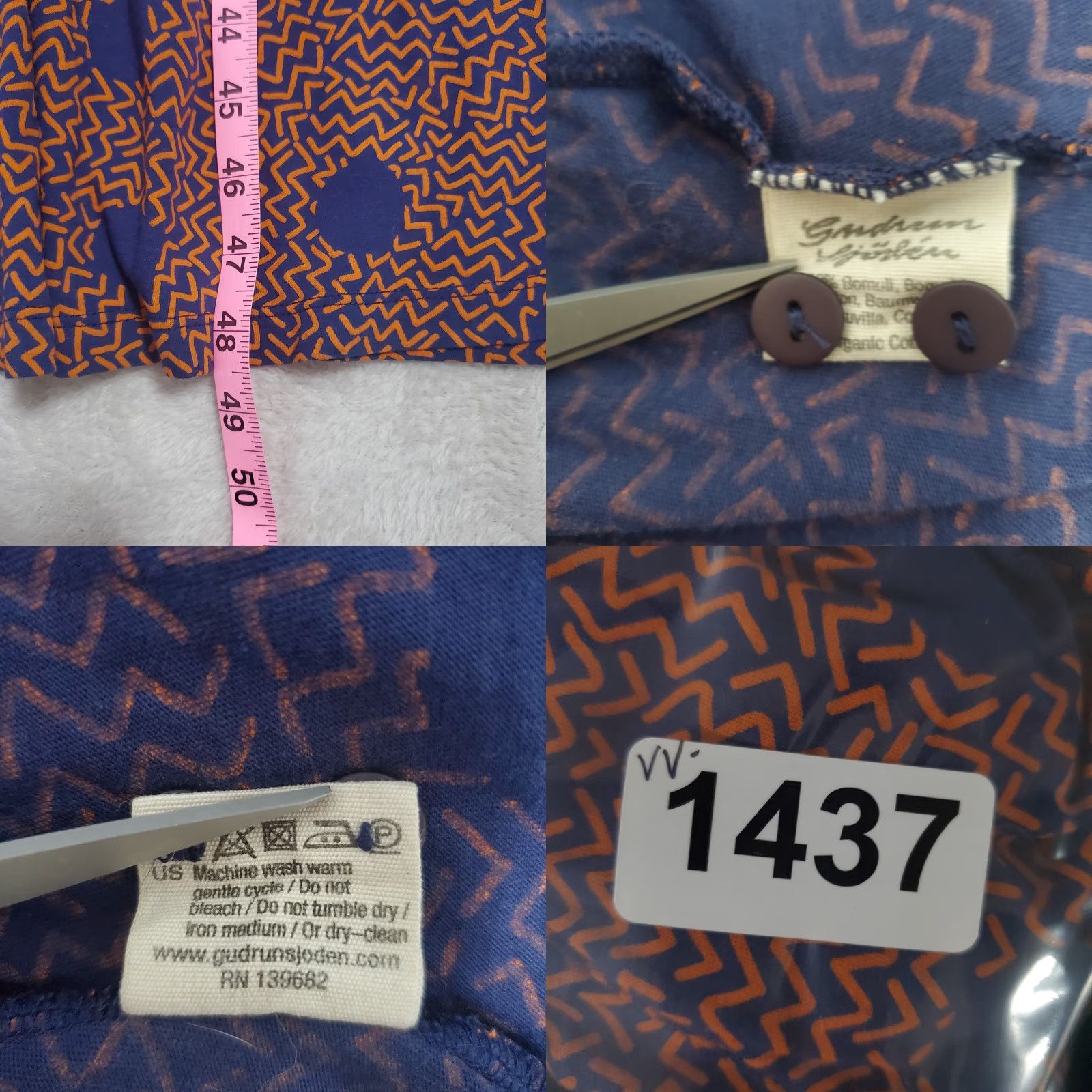 Vintage VINTAGE Gudrun Sjoden Dress Women XL Orange Blue Sleeveless Maxi Organic Cotton Stretch Size XL / US 12-14 / IT 48-50 - 9 Thumbnail