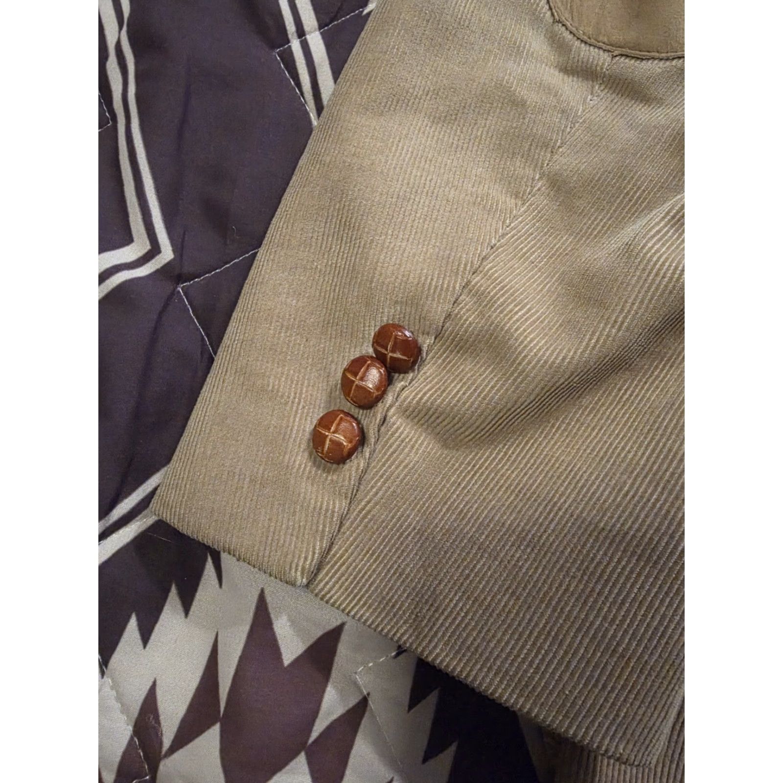 Levi's VINTAGE Levi's Blazer Mens Khaki Corduroy Suede Elbow Pads 44R Beige Notch Lapel Single-Breasted 2 Piece Men Size 44R - 5 Thumbnail