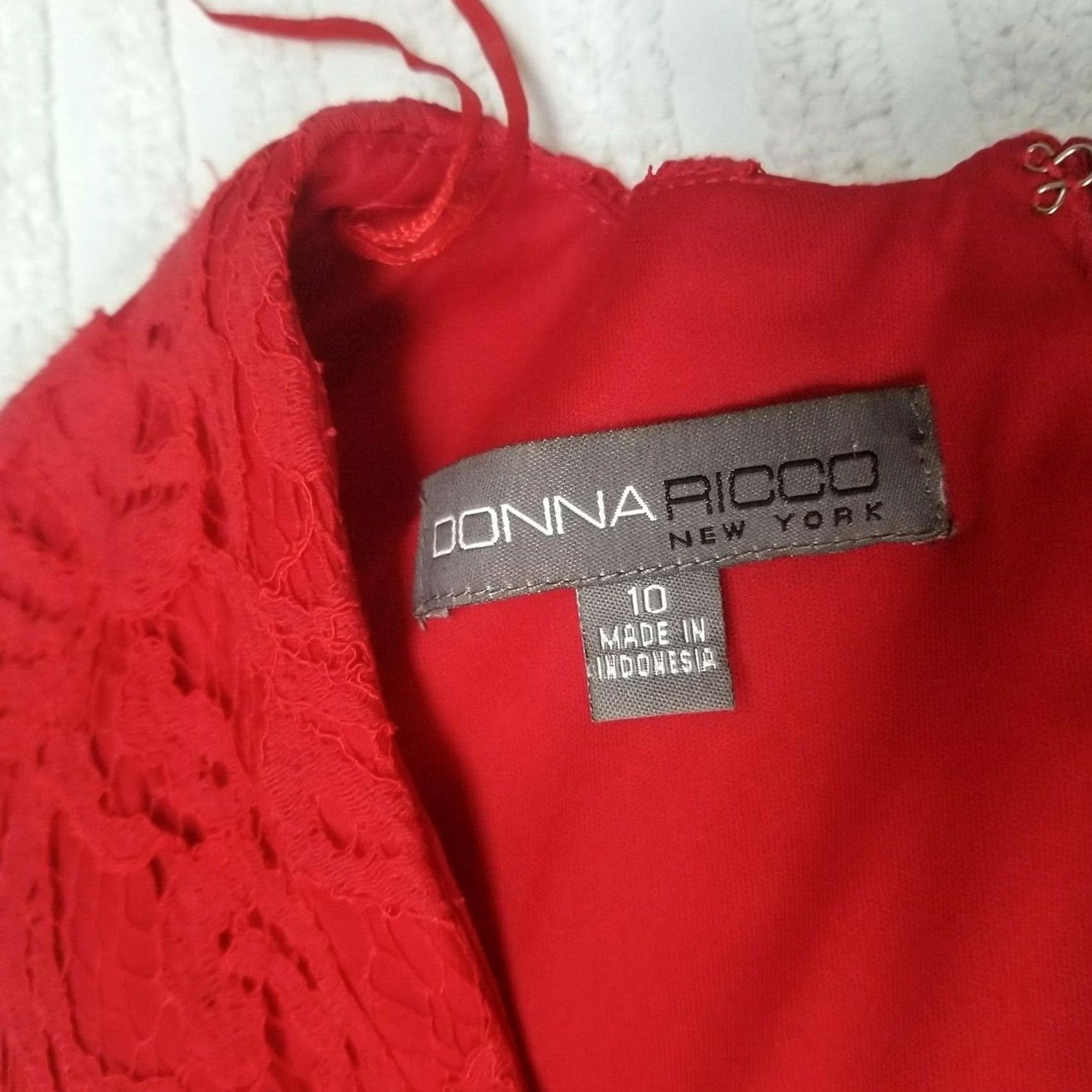 Vintage Donna Ricco New York Womens Red Lace Sheath Dress Cap Sleeve Size 10 DR20038 New Size L / US 10 / IT 46 - 3 Thumbnail