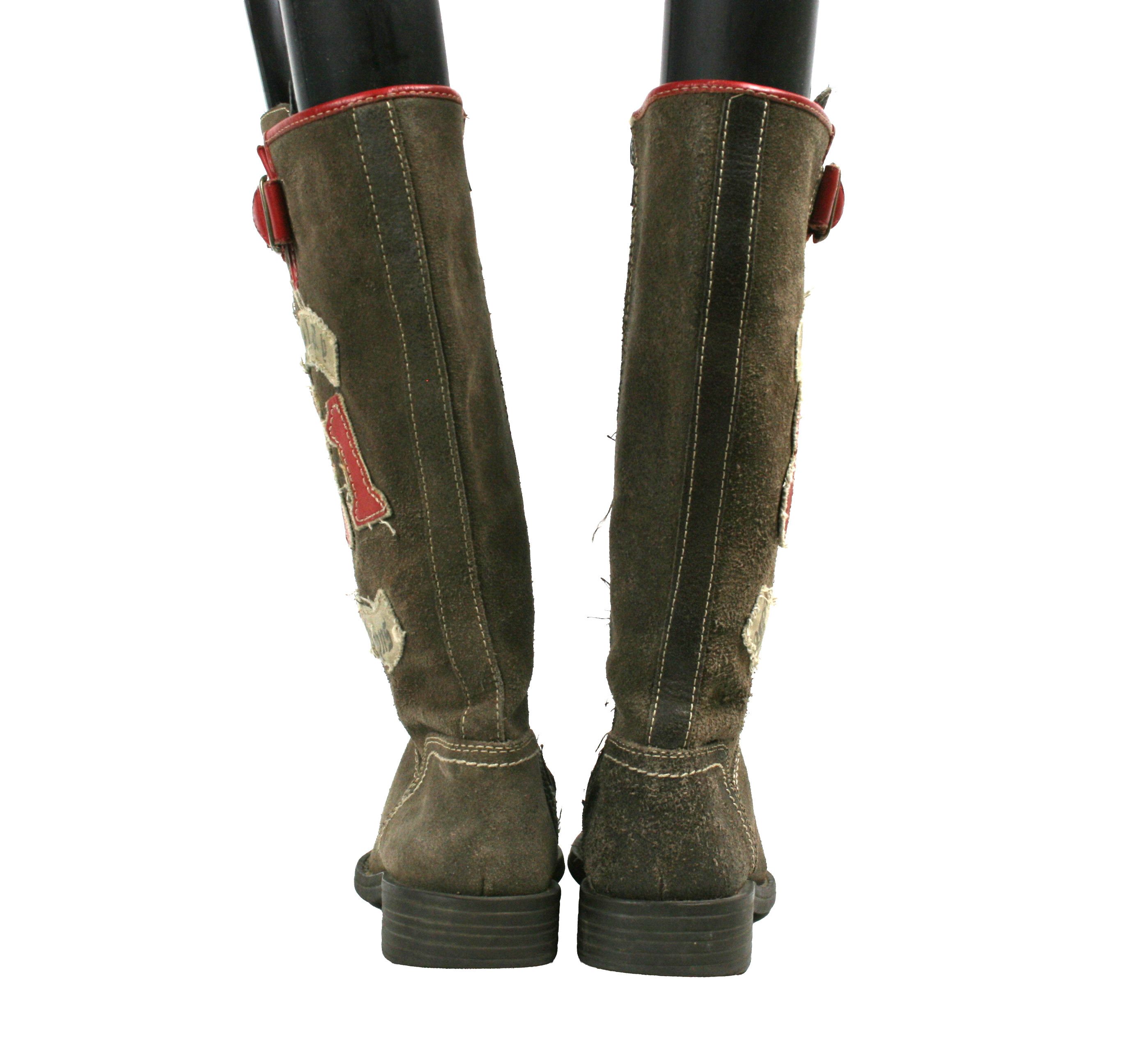 Replay 00S Y2K Moto High Suede Boots Vintage Size US 5 / IT 35 - 9 Thumbnail