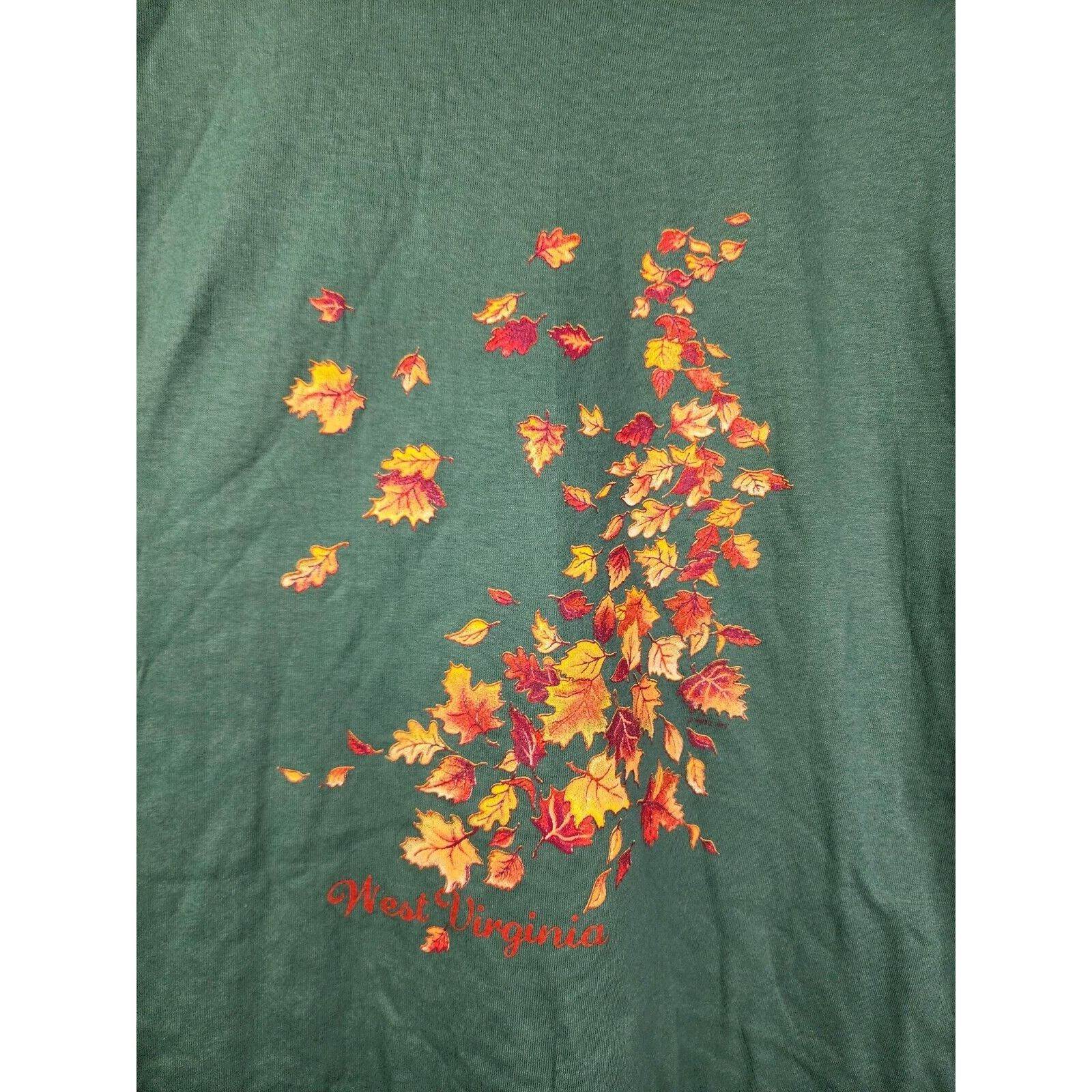 Jerzees Vintage West Virginia Shirt Fall Leave Green T-Shirt Tee VTG Size US L / EU 52-54 / 3 - 2 Thumbnail