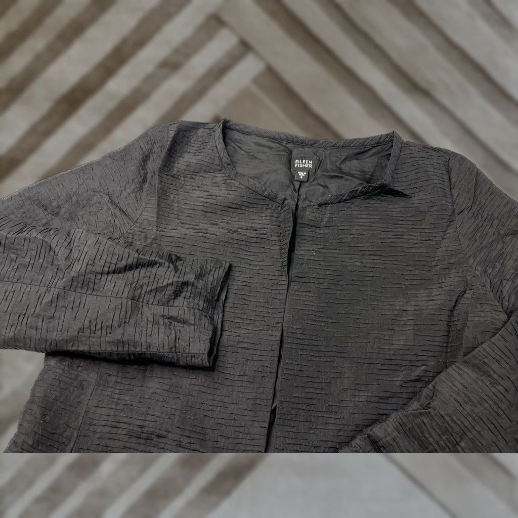 Eileen Fisher Eileen Fisher Jacket Silk Shrug Black S Womens Magnetic Closure Small Blouse Size S / US 4 / IT 40 - 1 Thumbnail