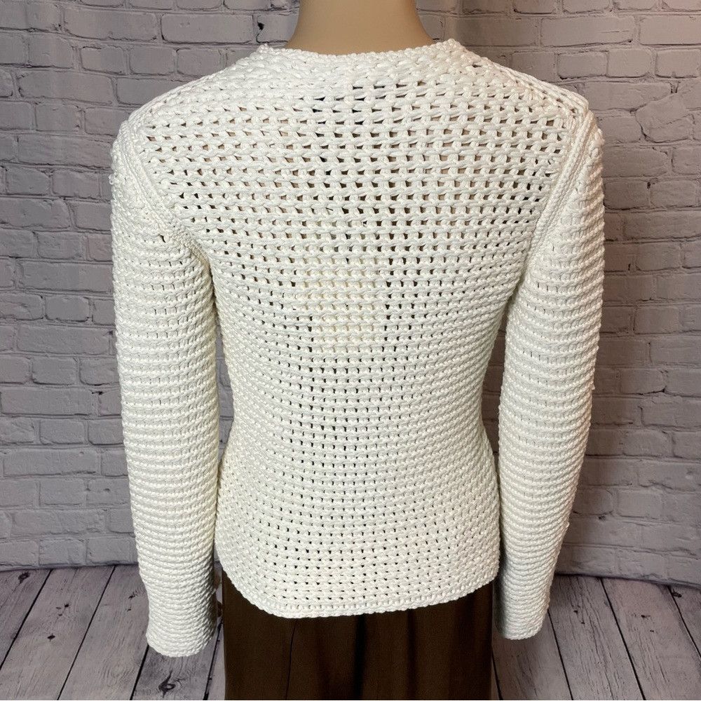 Theory NWT New $395 Theory Mesh Knit Long Sleeve Natural Cotton Bl Size S / US 4 / IT 40 - 4 Thumbnail