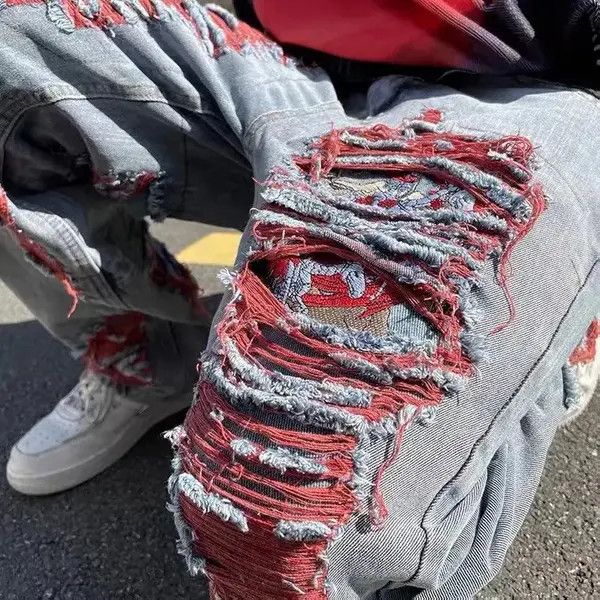 Japanese Brand Vintage Distressed Punk Harajuku-Style Straight Leg Denim Size US 32 / EU 48 - 6 Thumbnail