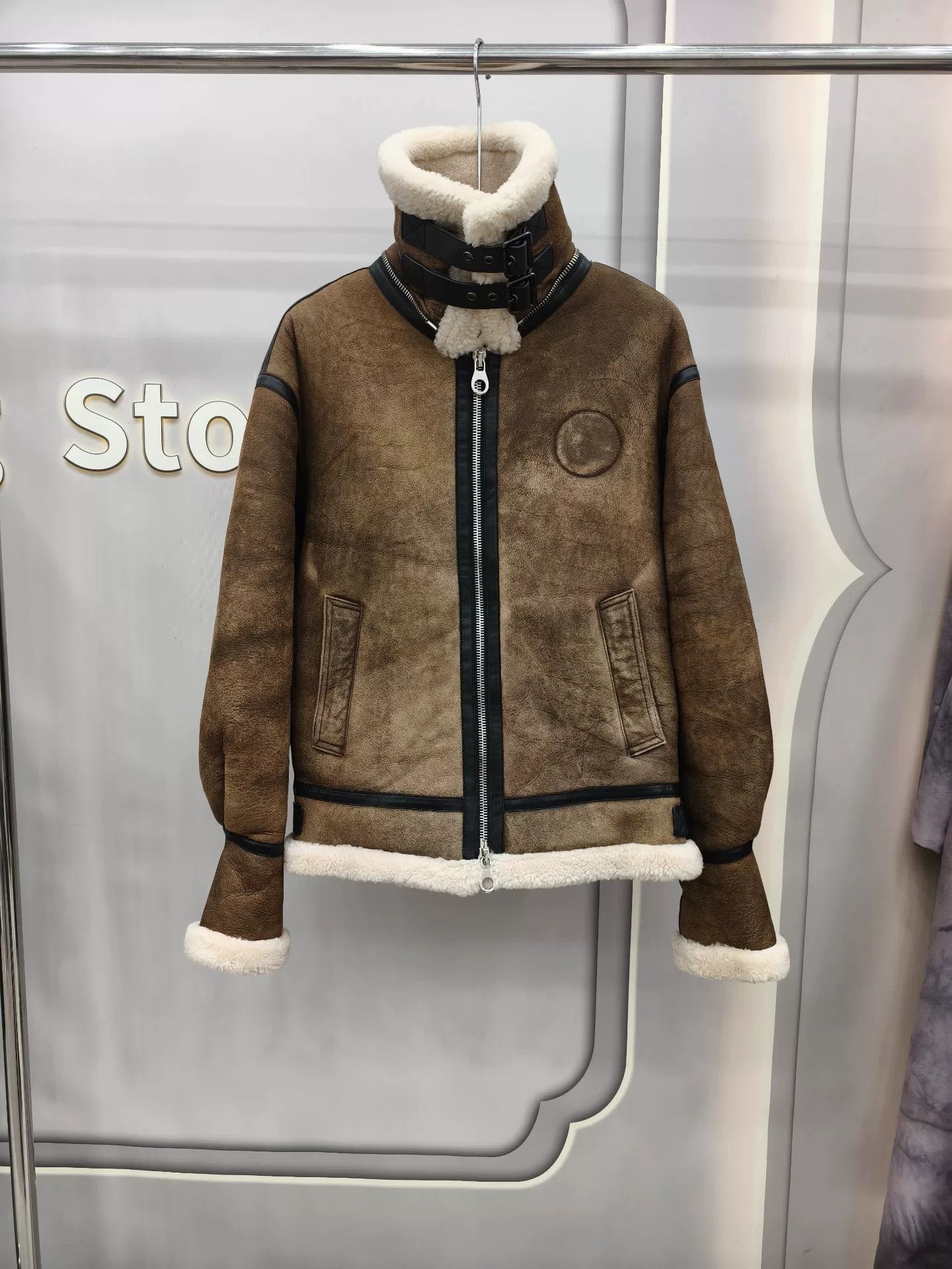 Chloe Chloe Brown Shearling Biker Jacket Size S / US 4 / IT 40 - 1 Thumbnail