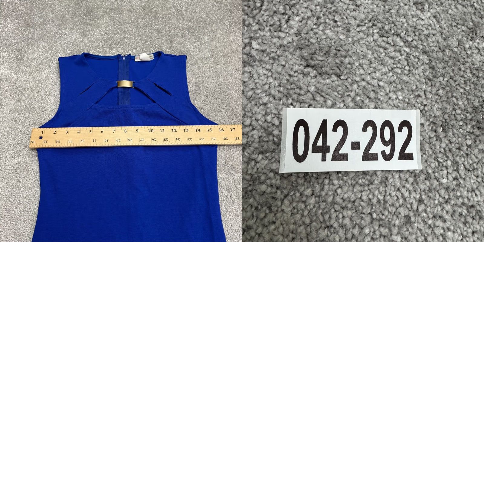 Vintage A'Gaci Bodycon Midi Dress Women Large Royal Blue Gold Accent Sleeveless Cut Out Size L / US 10 / IT 46 - 9 Thumbnail