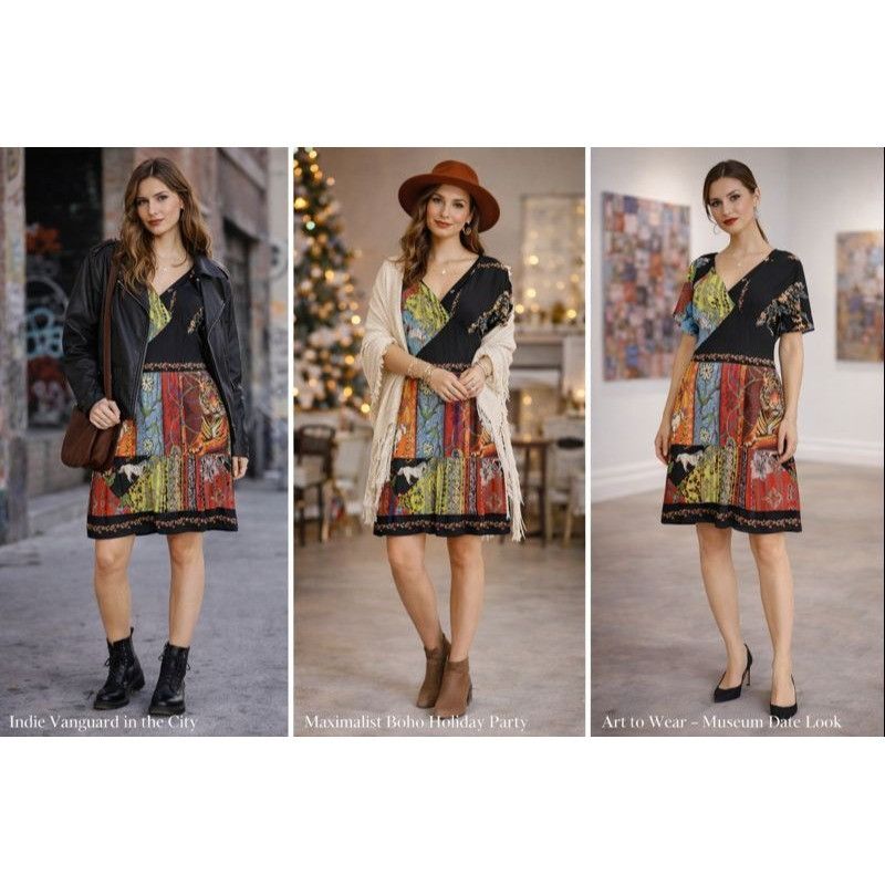 Desigual Desigual Women Patchwork Dress Small Multicolor Tiger Print Size S / US 4 / IT 40 - 1 Thumbnail
