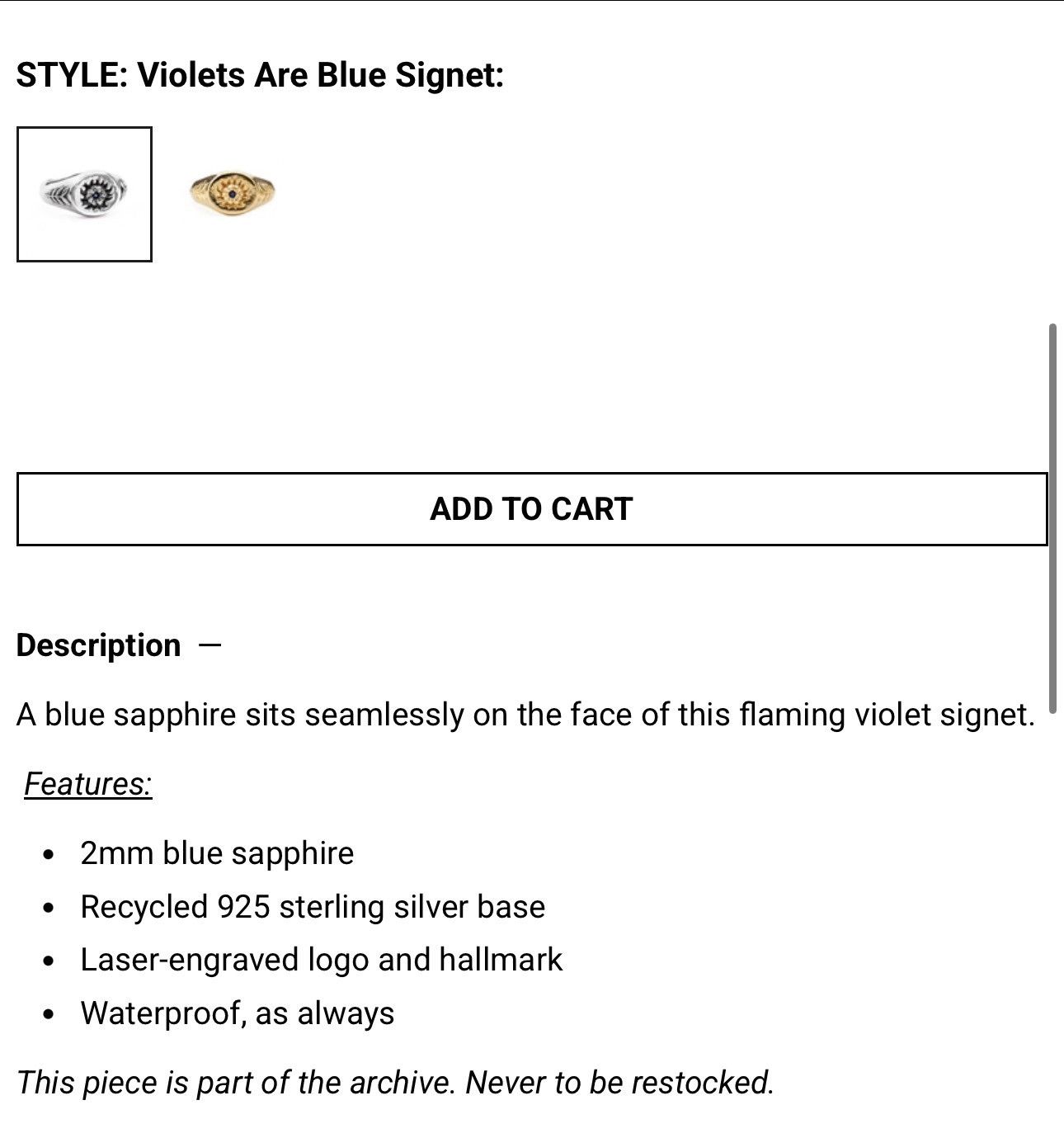 Other Lox & Chain Violets are Blue Sapphire Ring size 5 Size ONE SIZE - 2 Thumbnail