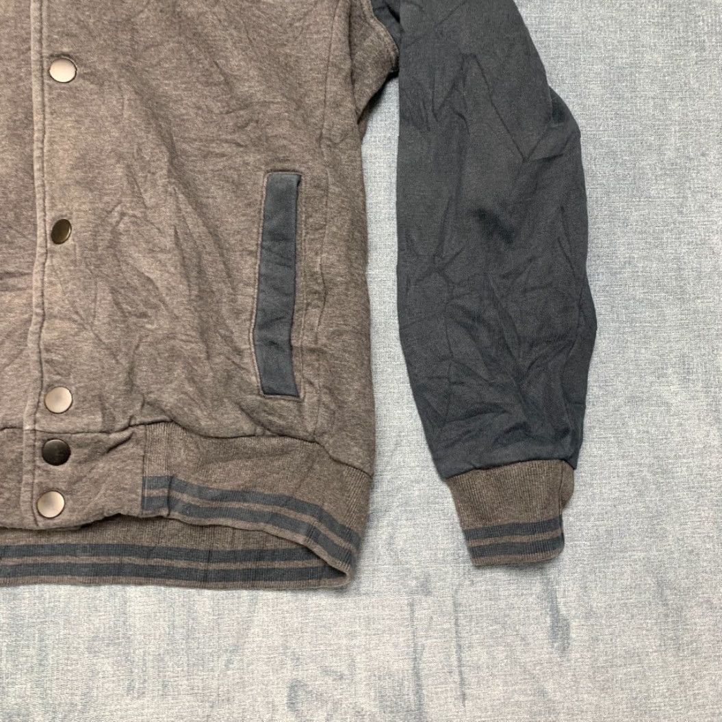 Puma Puma Mens Varsity Jacket Gray Hooded Fleece Lined Snap Front Sport Lifestyle M Jacket Size US M / EU 48-50 / 2 - 2 Thumbnail