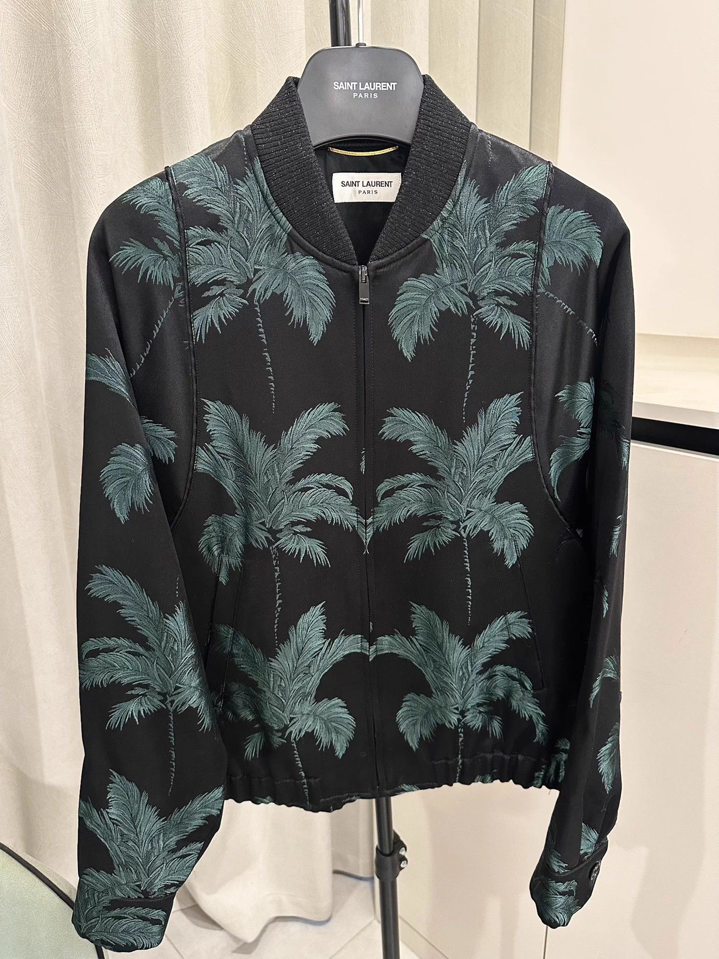 Saint Laurent Paris SAINT LAURENT 21SS Palm Satin Jacquard Baseball Jacket Size M / US 6-8 / IT 42-44 - 1 Thumbnail