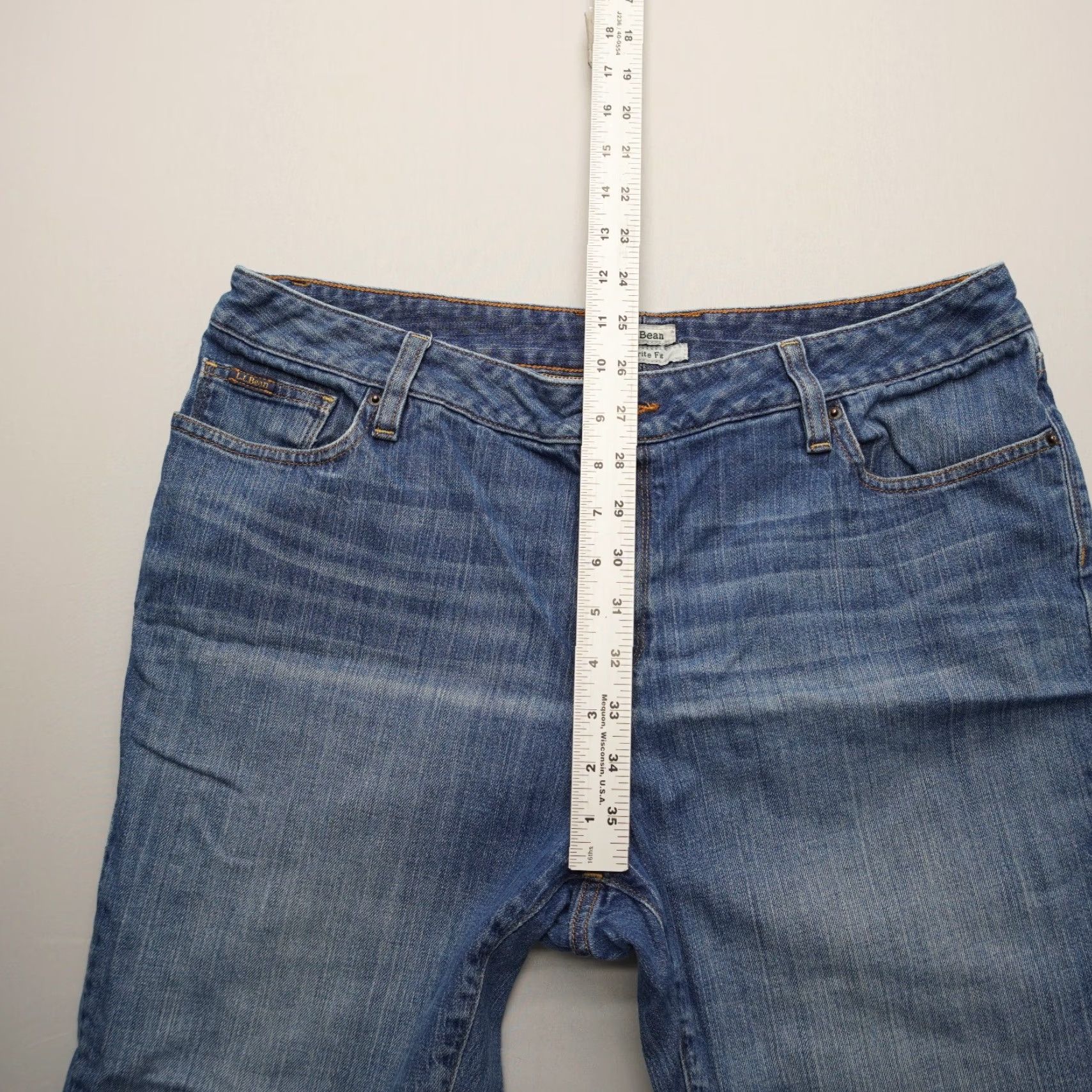 Vintage LL Bean Favorite Fit Jeans Womens 14 Petite Blue Mid Rise Straight Denim Jeans Size 36" / US 14 / IT 50 - 6 Thumbnail