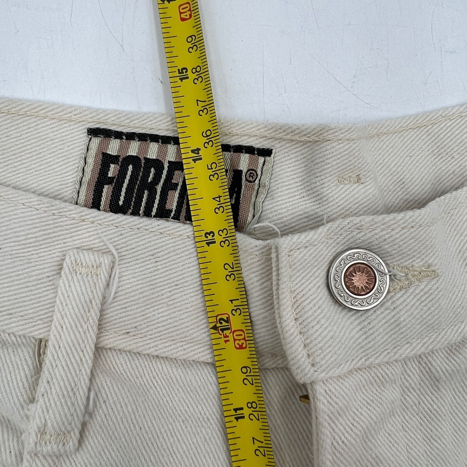 Vintage Vintage Forenza Ivory Denim Jeans Tapered Leg High Waisted Size 34" / US 12 / IT 48 - 6 Thumbnail