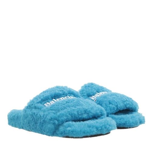image of Balenciaga O1Srvl11E0224 Furry Slide Sandals In Blue, Men's (Size 13)
