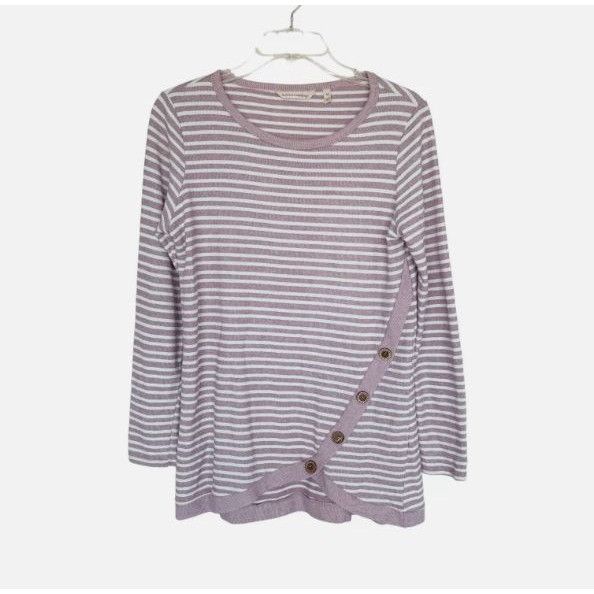 Anthropologie Striped Long Sleeve Top With Button Detail By Soft Surroundi Size M / US 6-8 / IT 42-44 - 1 Thumbnail