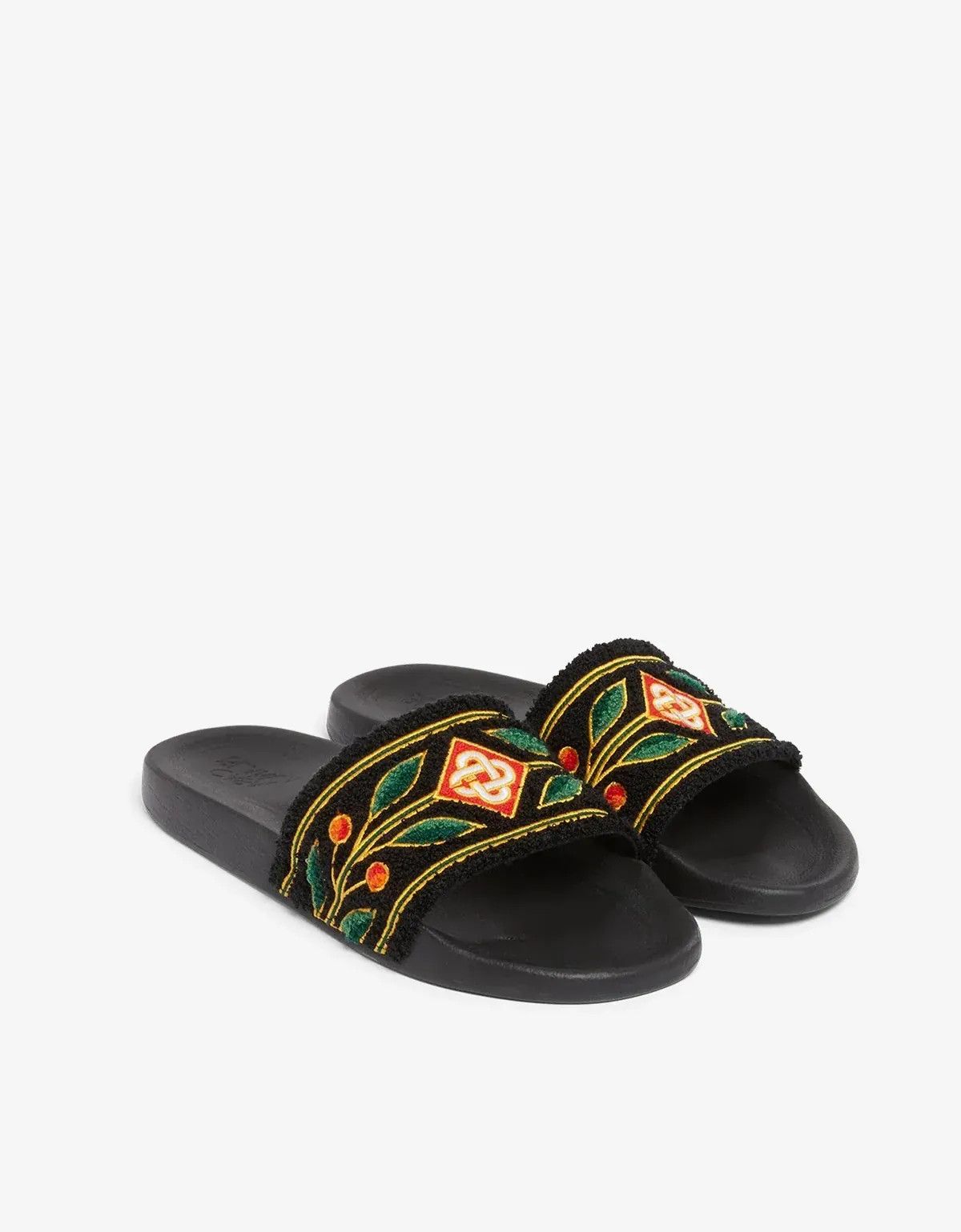 Casablanca Casablanca Black Laurel Terry Slides Size US 12 / EU 45 - 1 Thumbnail