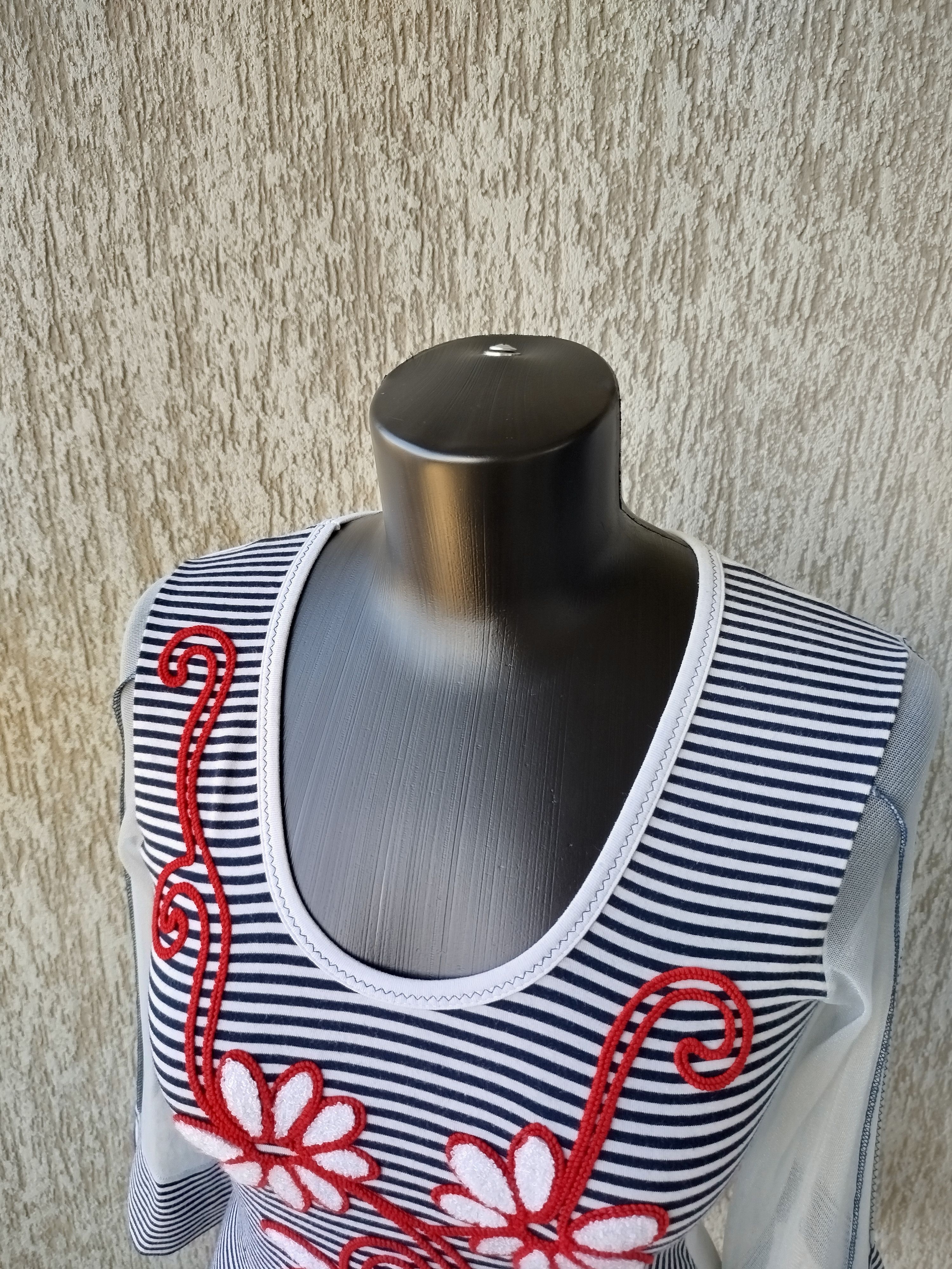 Jean Paul Gaultier Save The Queen Top Striped Floral Mesh Sleeves Vintage Y2K Size S / US 4 / IT 40 - 4 Thumbnail