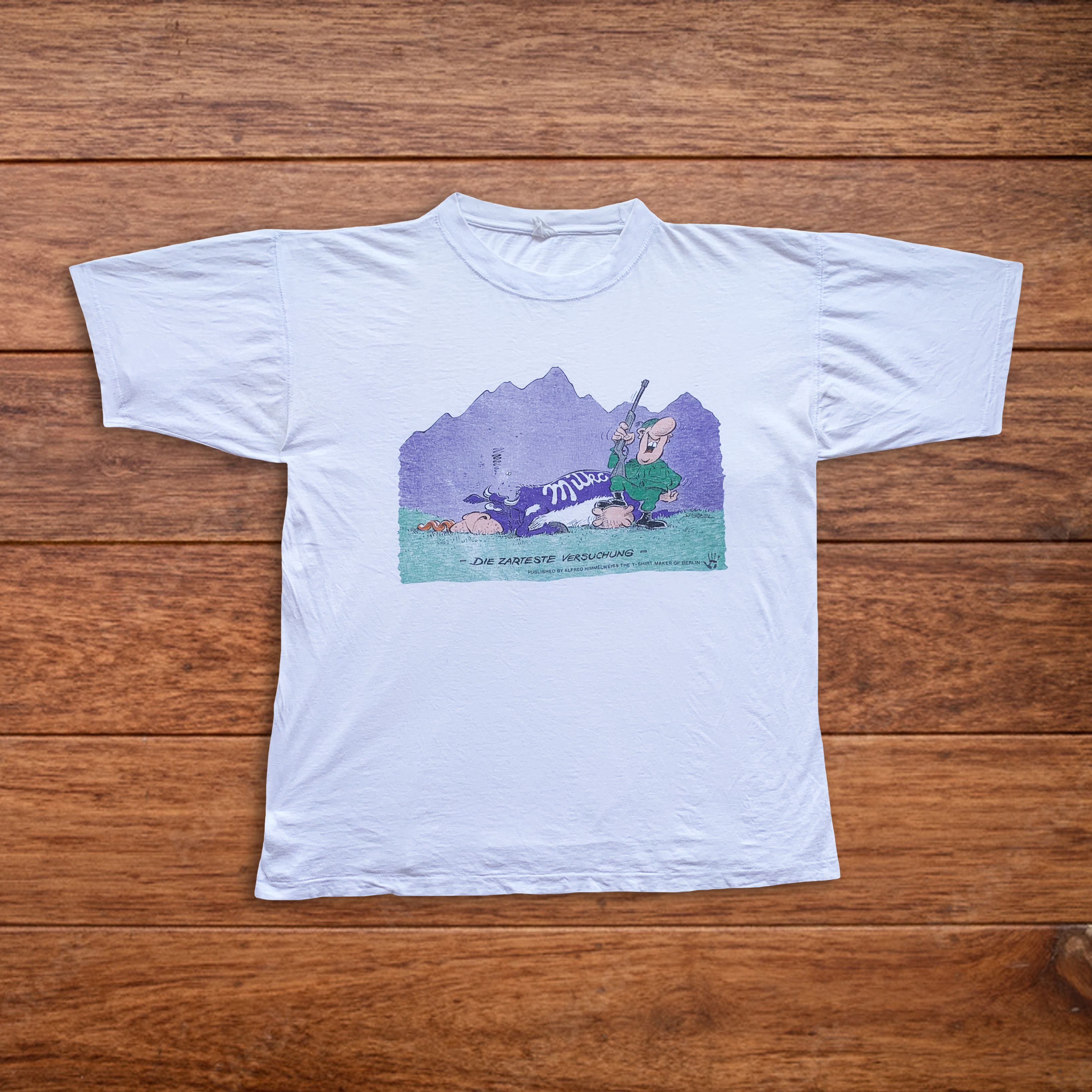 Vintage 90s MILKA T Shirt Chocolate Alfred Himmelweiss Single stitch Size US M / EU 48-50 / 2 - 1 Thumbnail