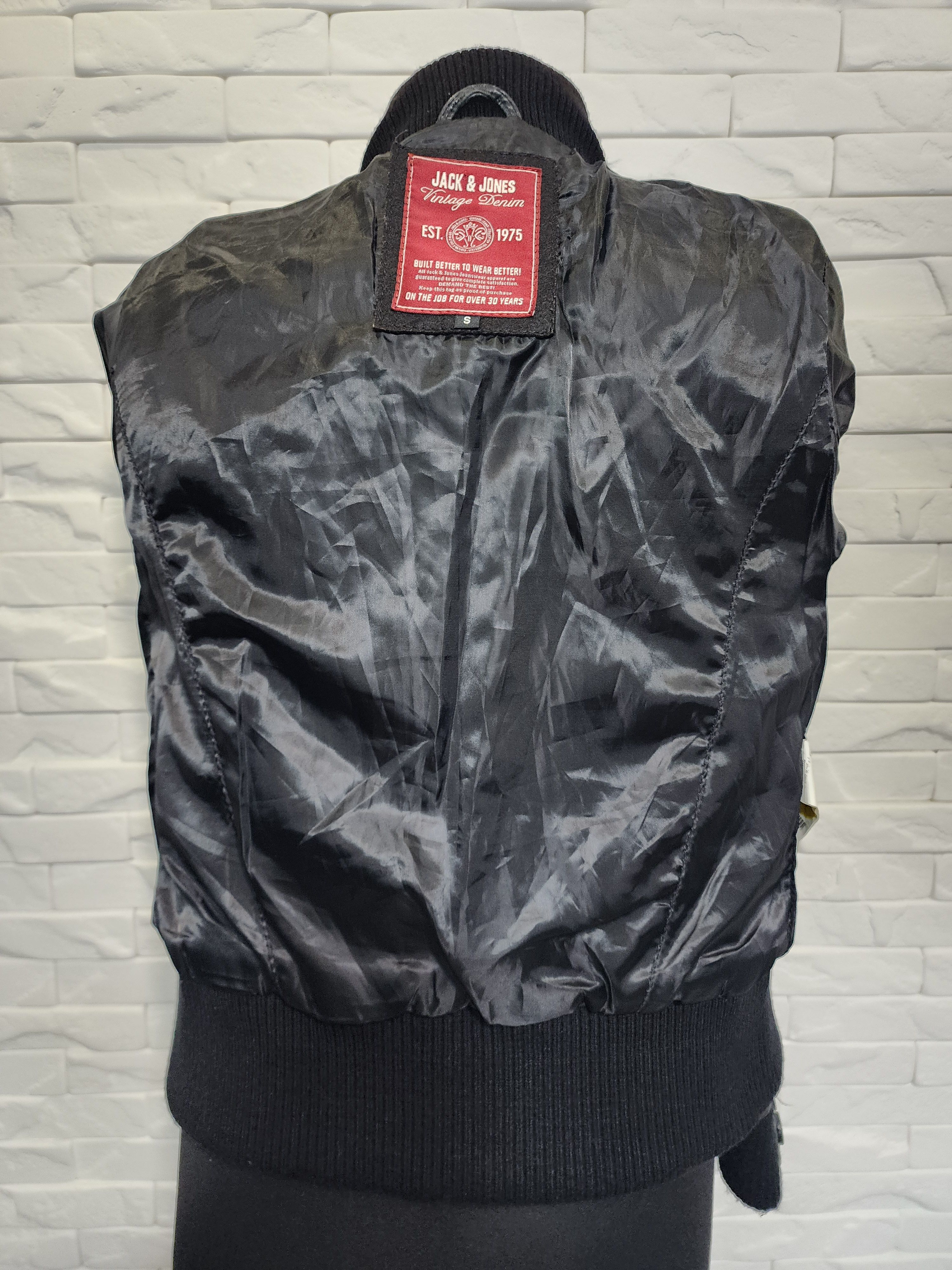 Jack & Jones Black Leather Jacket: Women's Metal Zipper Bomber Size S / US 4 / IT 40 - 8 Thumbnail