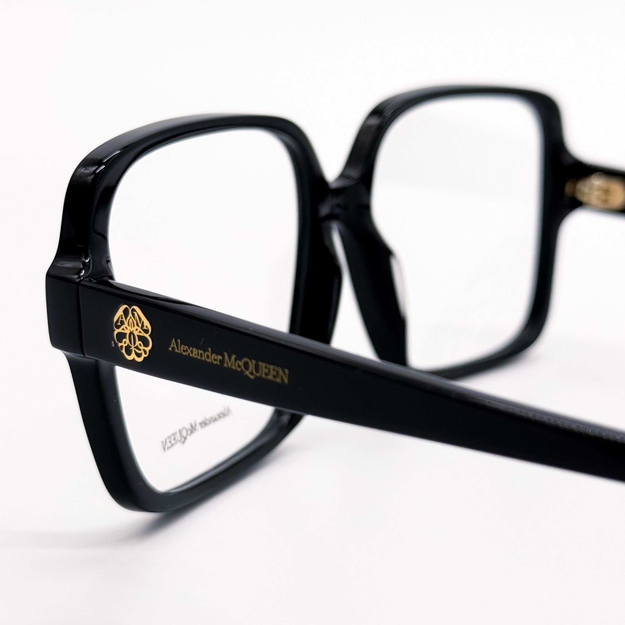 Alexander McQueen NEW ALEXANDER MCQUEEN EYEGLASSES AM0286O 001 SQUARE BLACK WO Size ONE SIZE - 6 Thumbnail