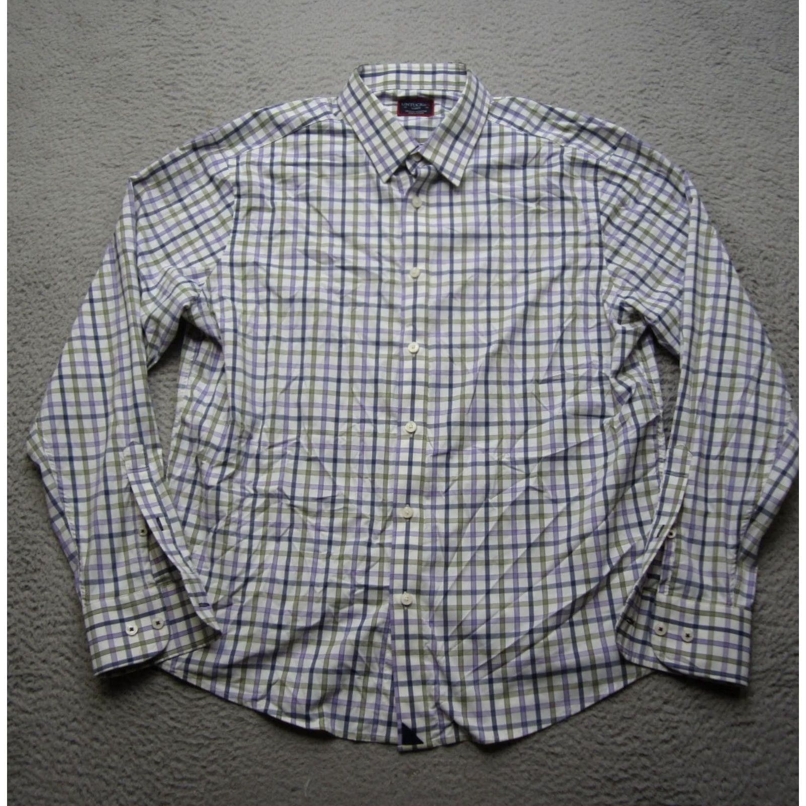 UNTUCKit UNTUCKit Shirt Mens L Purple Plaid Performance Button-Down Stretch Casual Shirt Size US L / EU 52-54 / 3 - 2 Thumbnail