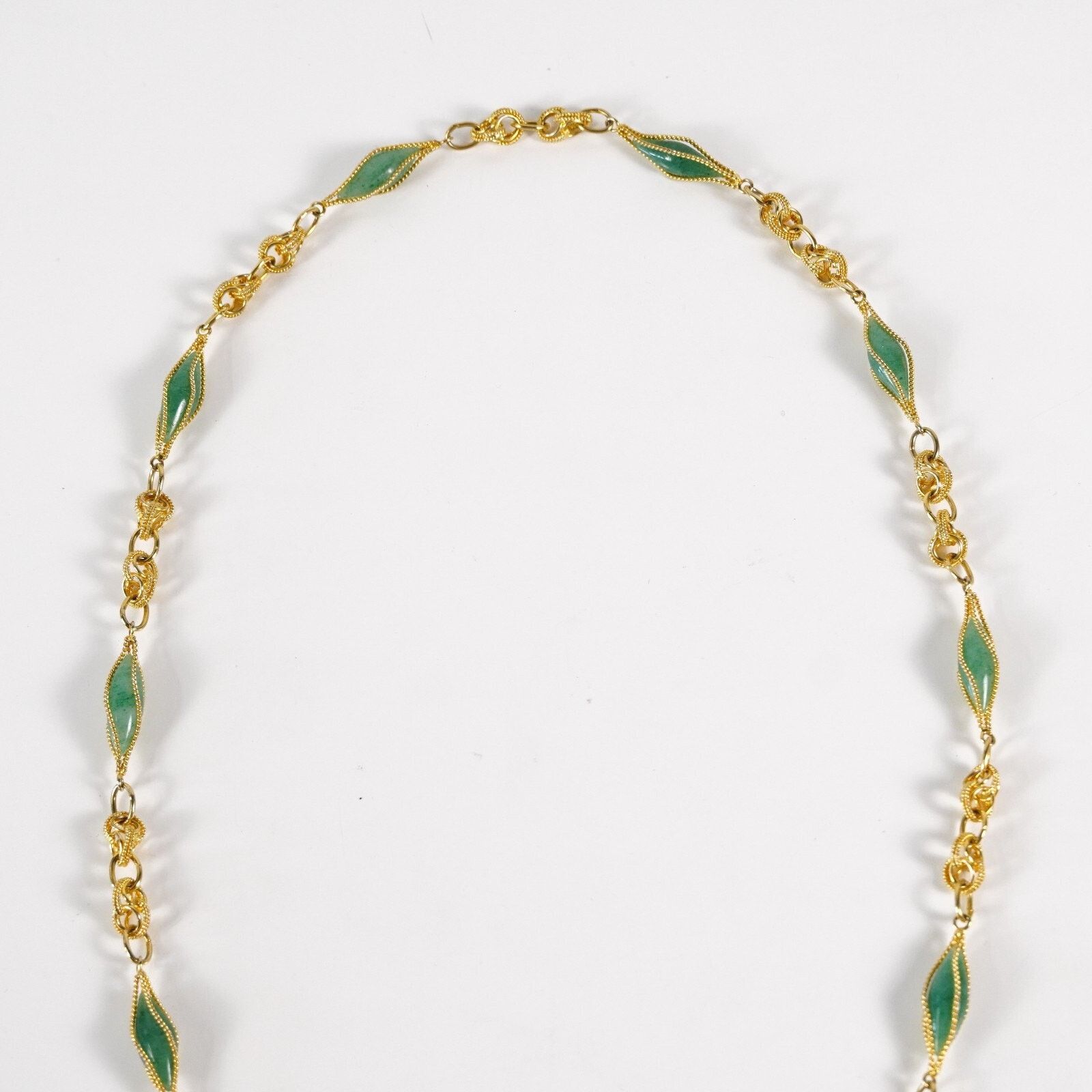 Other Vintage Gold & Green Stone Beaded Chain Necklace Jewelry Size ONE SIZE - 3 Thumbnail