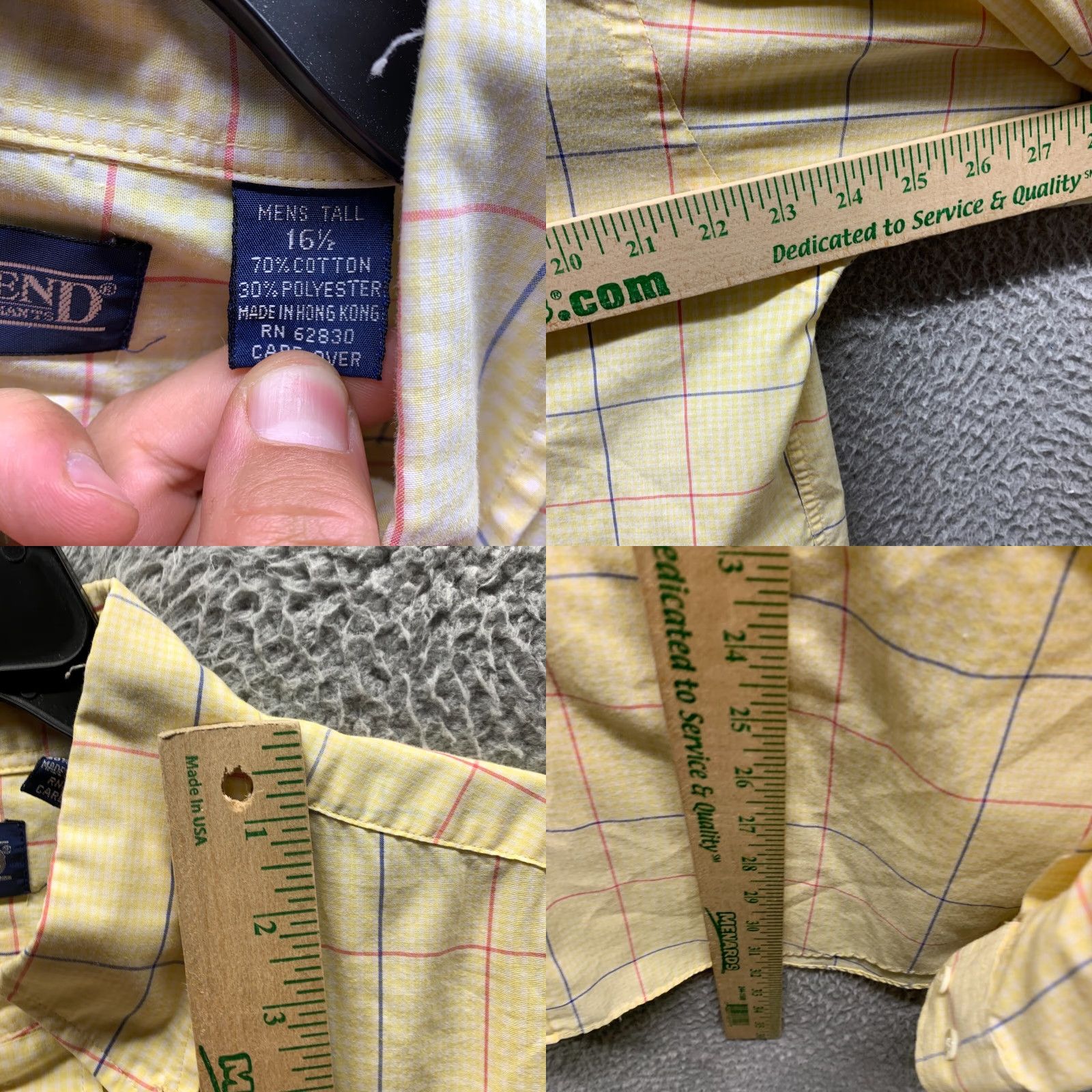Lands' End VINTAGE Lands' End Shirt Adult Large 16.5 Yellow Button Up Casual Cotton Mens Size US XL / EU 56 / 4 - 8 Thumbnail