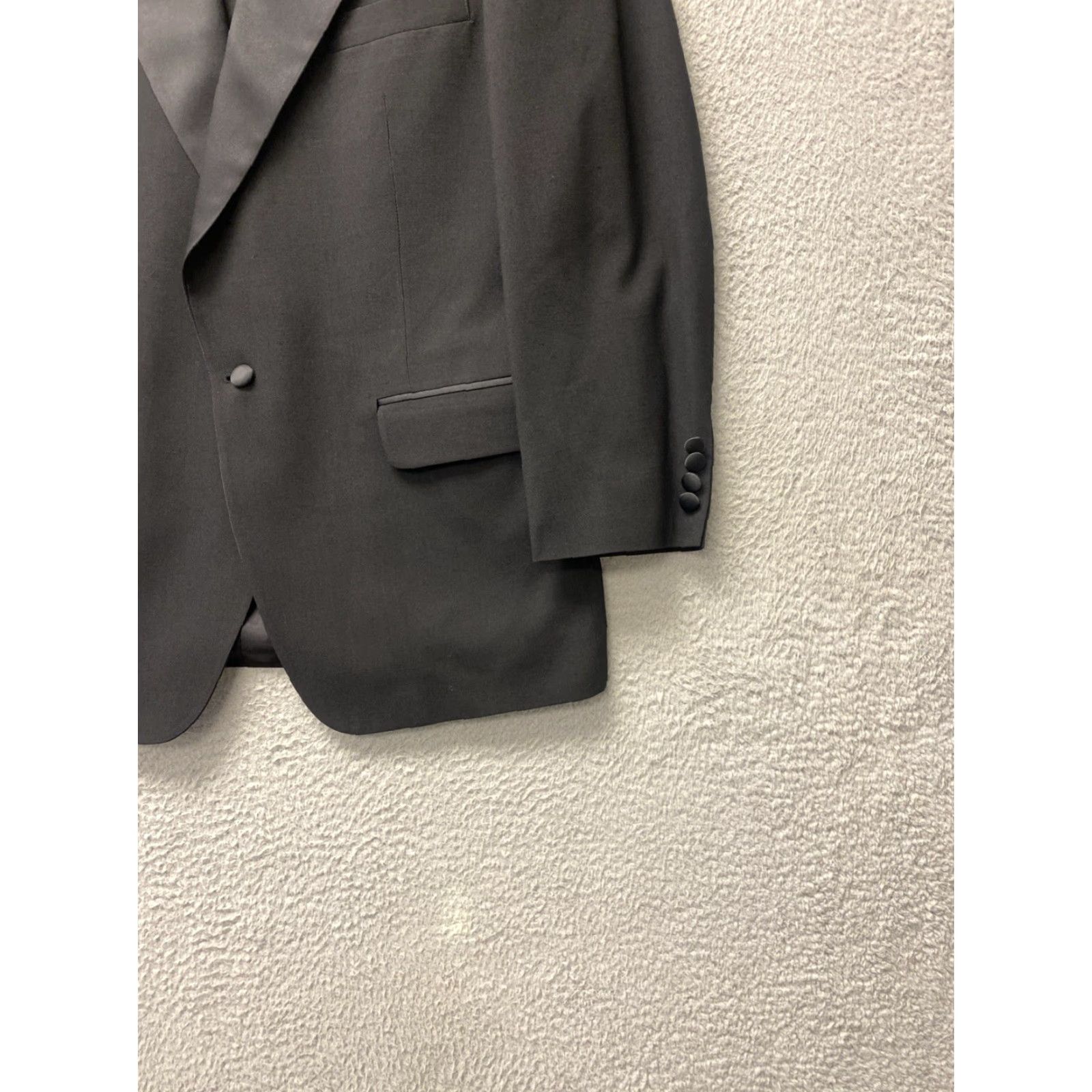 Vintage Hampton Black Men's Suit Tie Belt Shawl Lapel Wedding Groom Tuxedo Blazer /75-63 Size 42R - 2 Thumbnail
